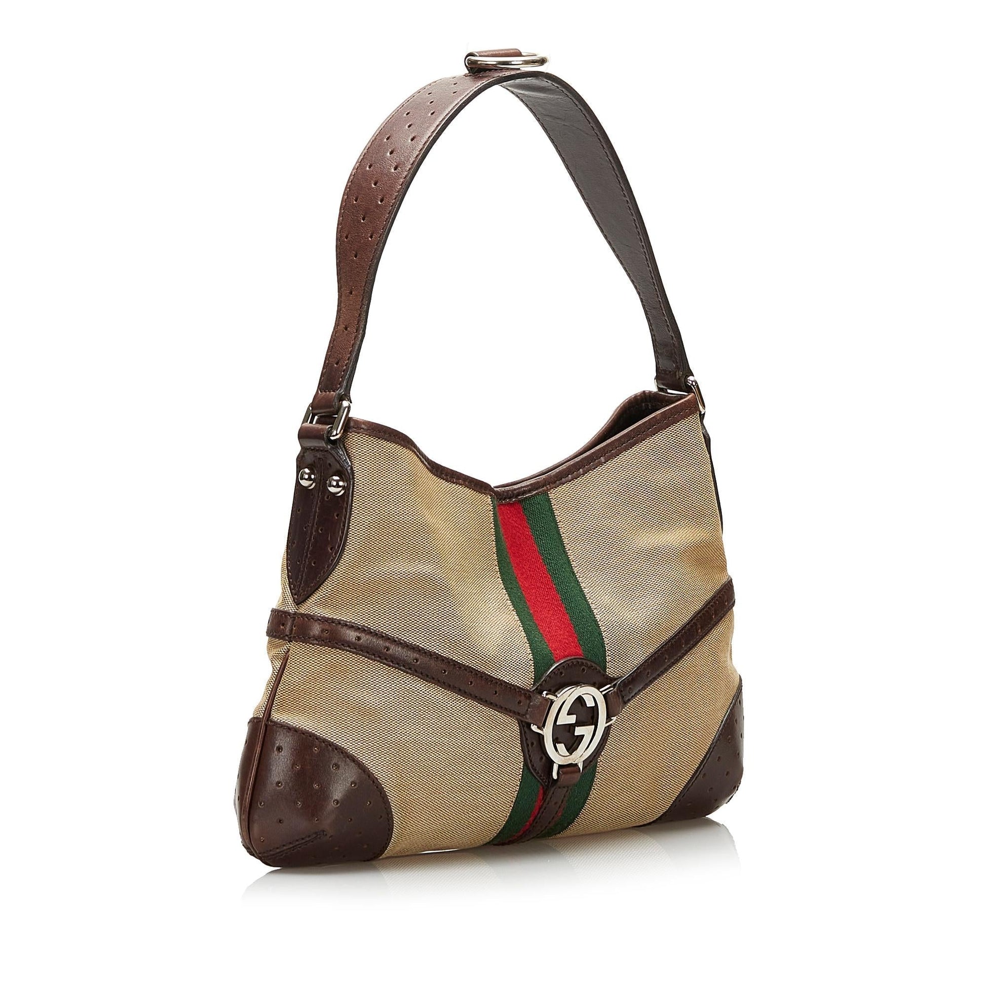 Gucci Reins Web SHG Canvas Brown Shoulder Bag