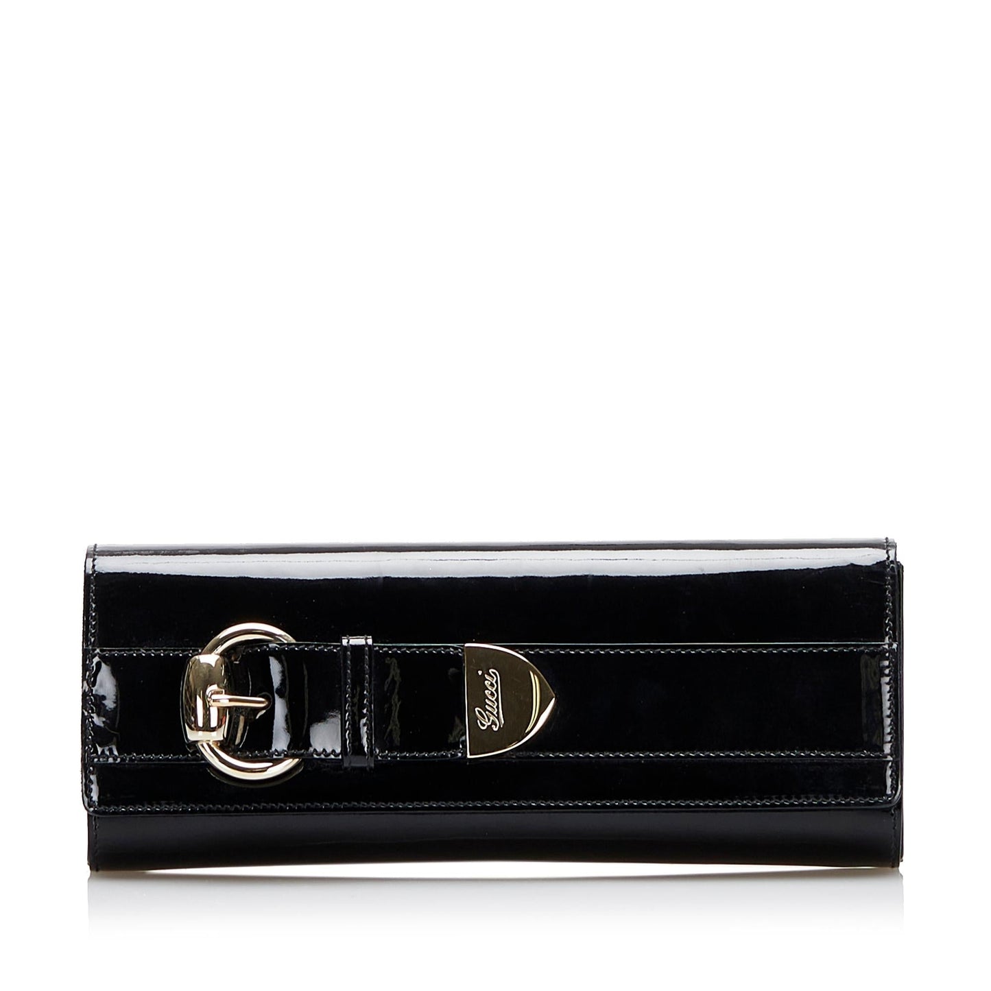 Gucci Romy SHG-BLF5Zd Leather Patent Black Clutch Bag