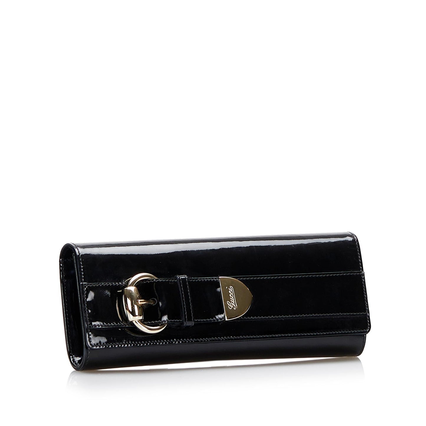 Gucci Romy SHG-BLF5Zd Leather Patent Black Clutch Bag