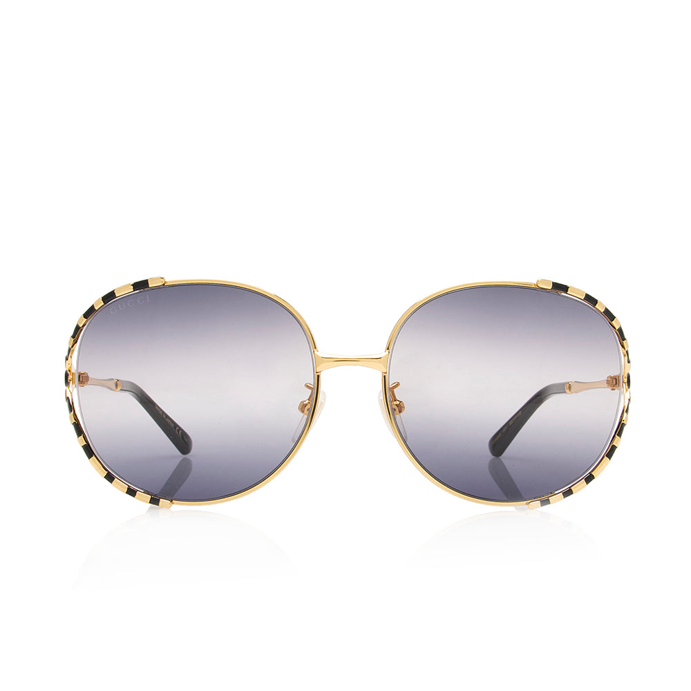 Gucci Round GG Sunglasses SHF Black Gold Accessory