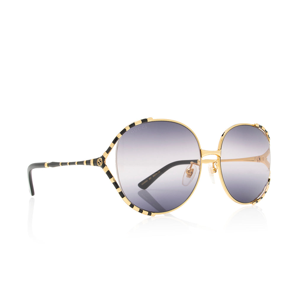 Gucci Round GG Sunglasses SHF Black Gold Accessory