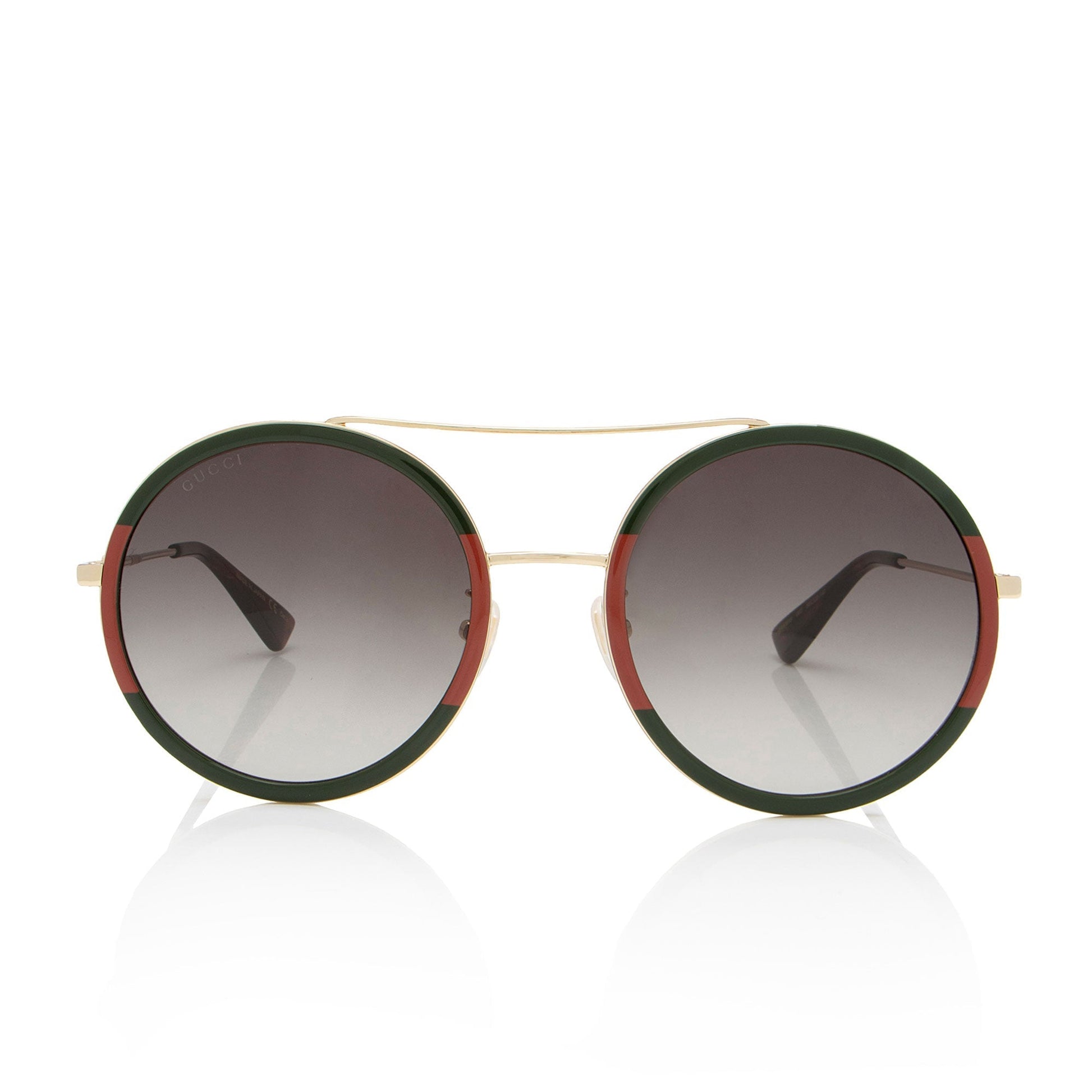Gucci Round Aviator Sunglasses Red Green Gold Accessory