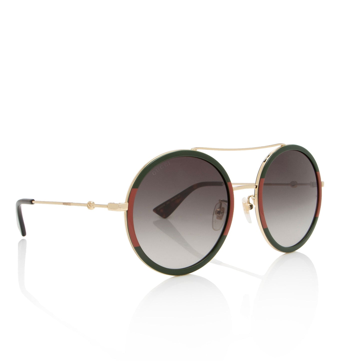 Gucci Round Aviator Sunglasses Red Green Gold Accessory