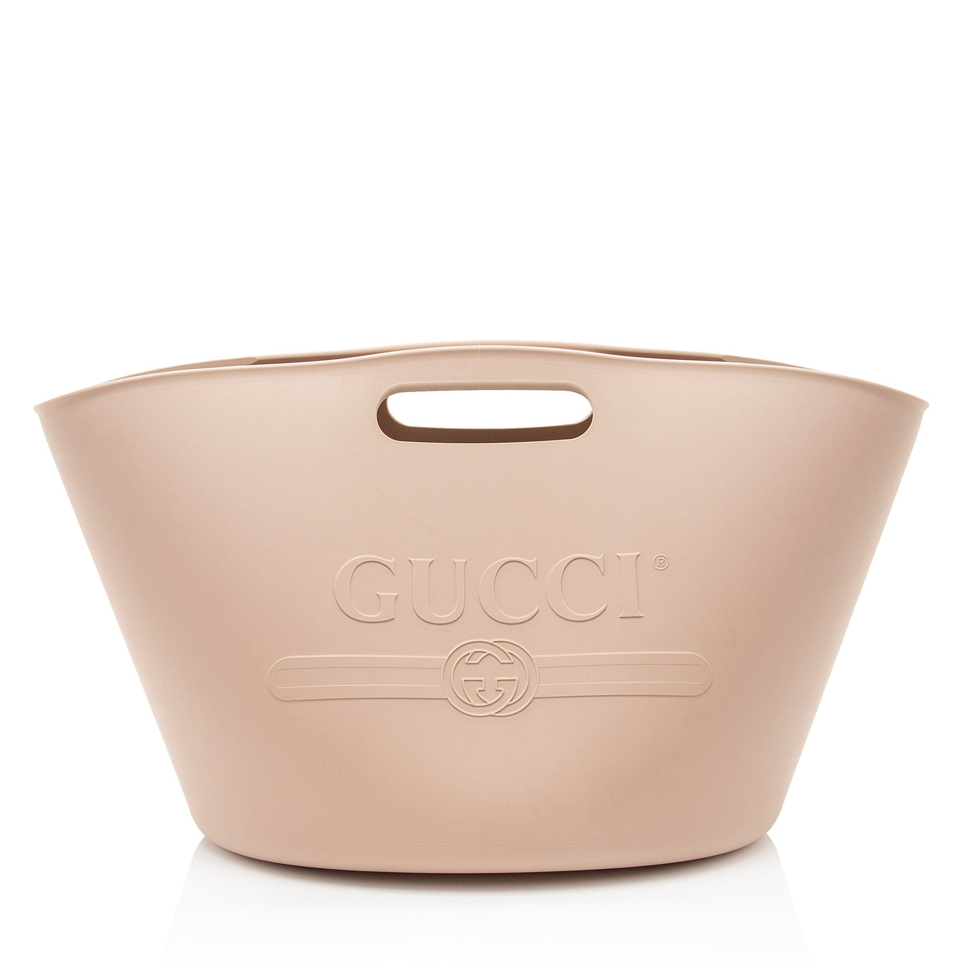 Gucci Rubber Oversized Beige Pink Logo Tote Bag