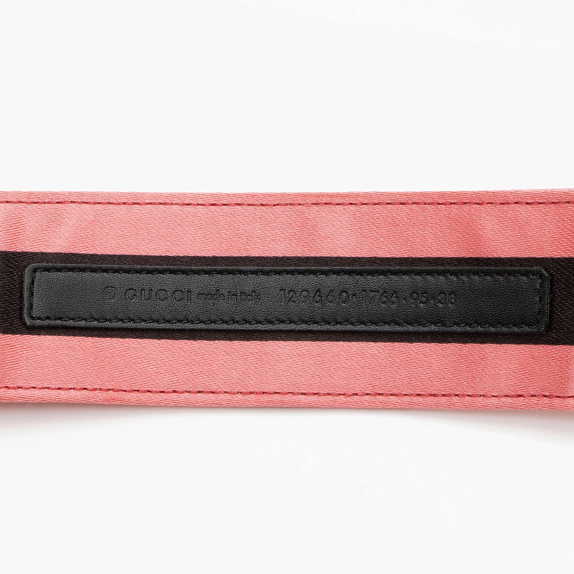 Gucci Web Belt - Size 38 Satin Black Pink Accessory