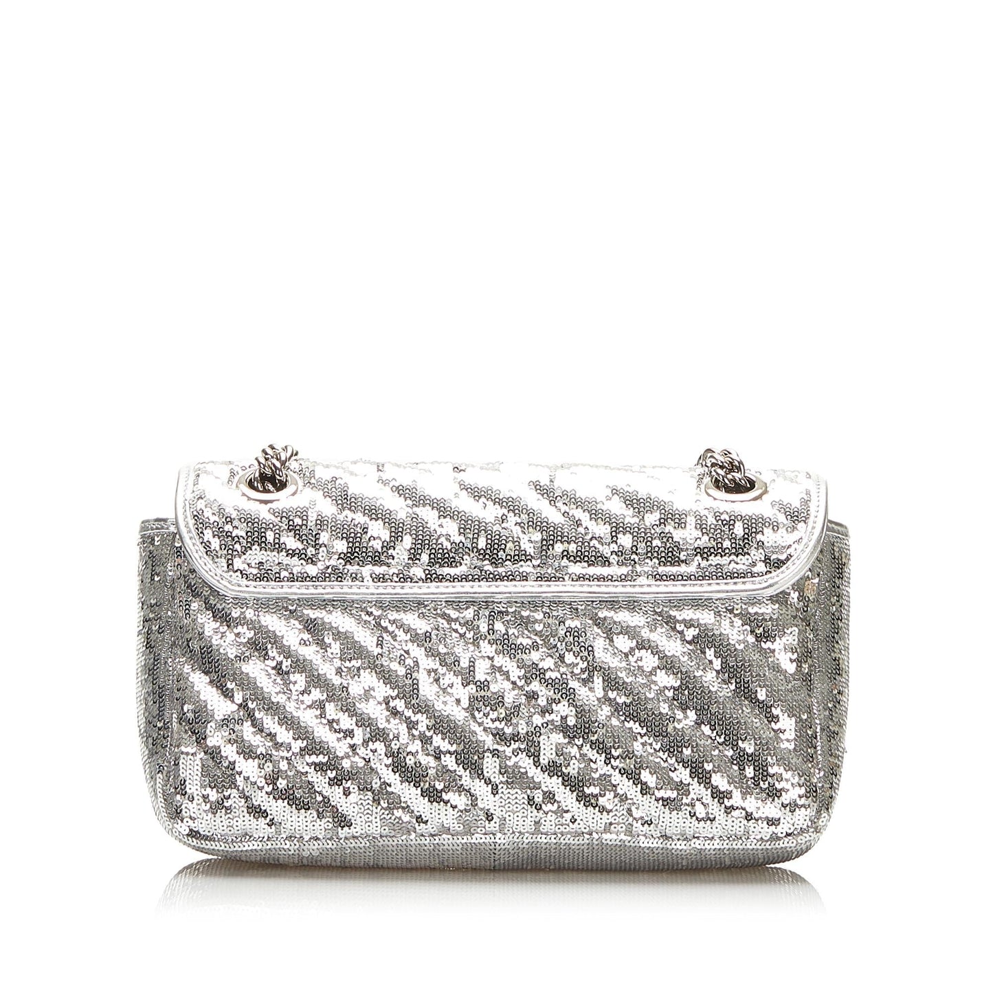 Gucci Sequin GG Marmont SHG-m1iJSq Matelasse Calf Silver Small Shoulder Bag