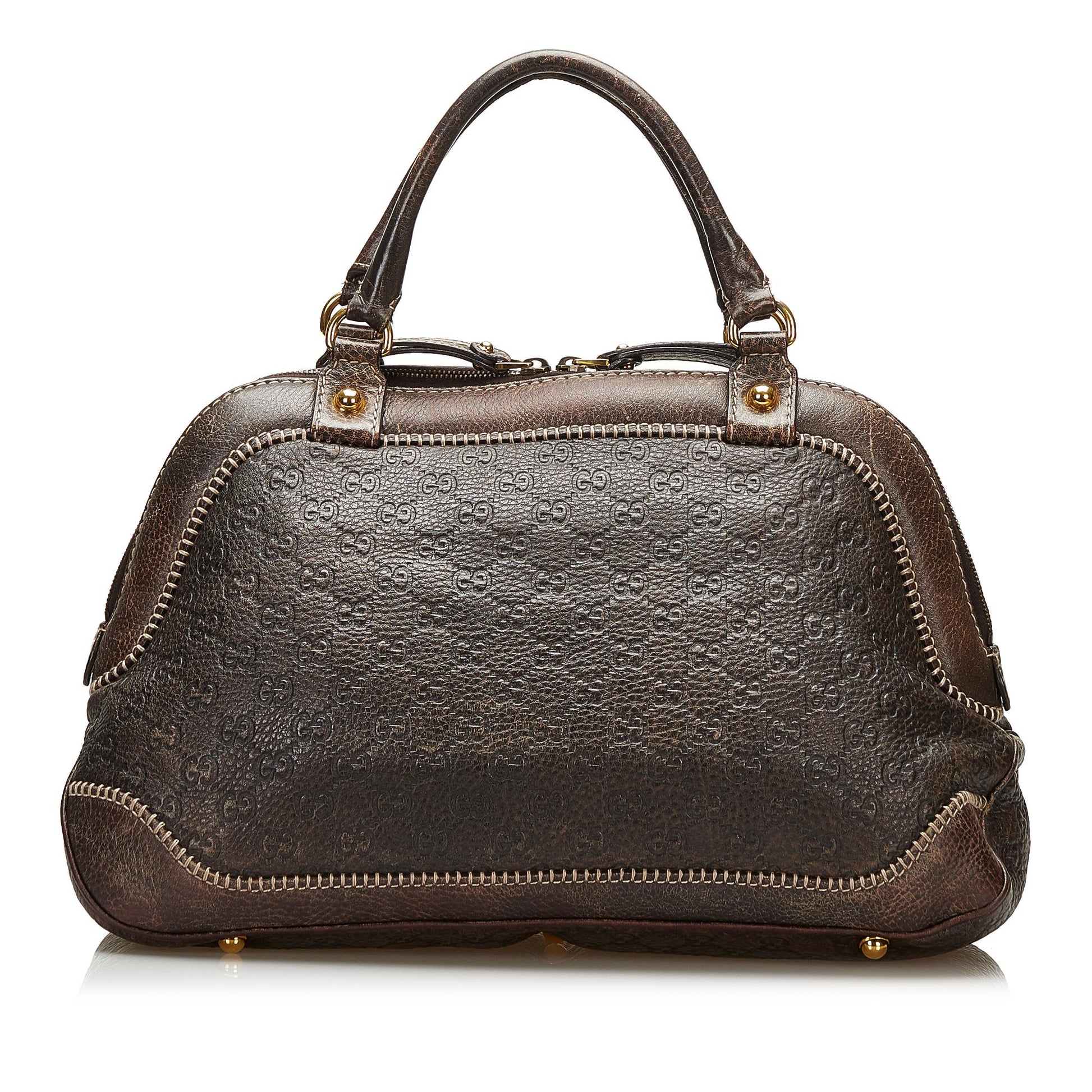 Gucci Signature Pelham SHG Calf Brown Satchel Bag