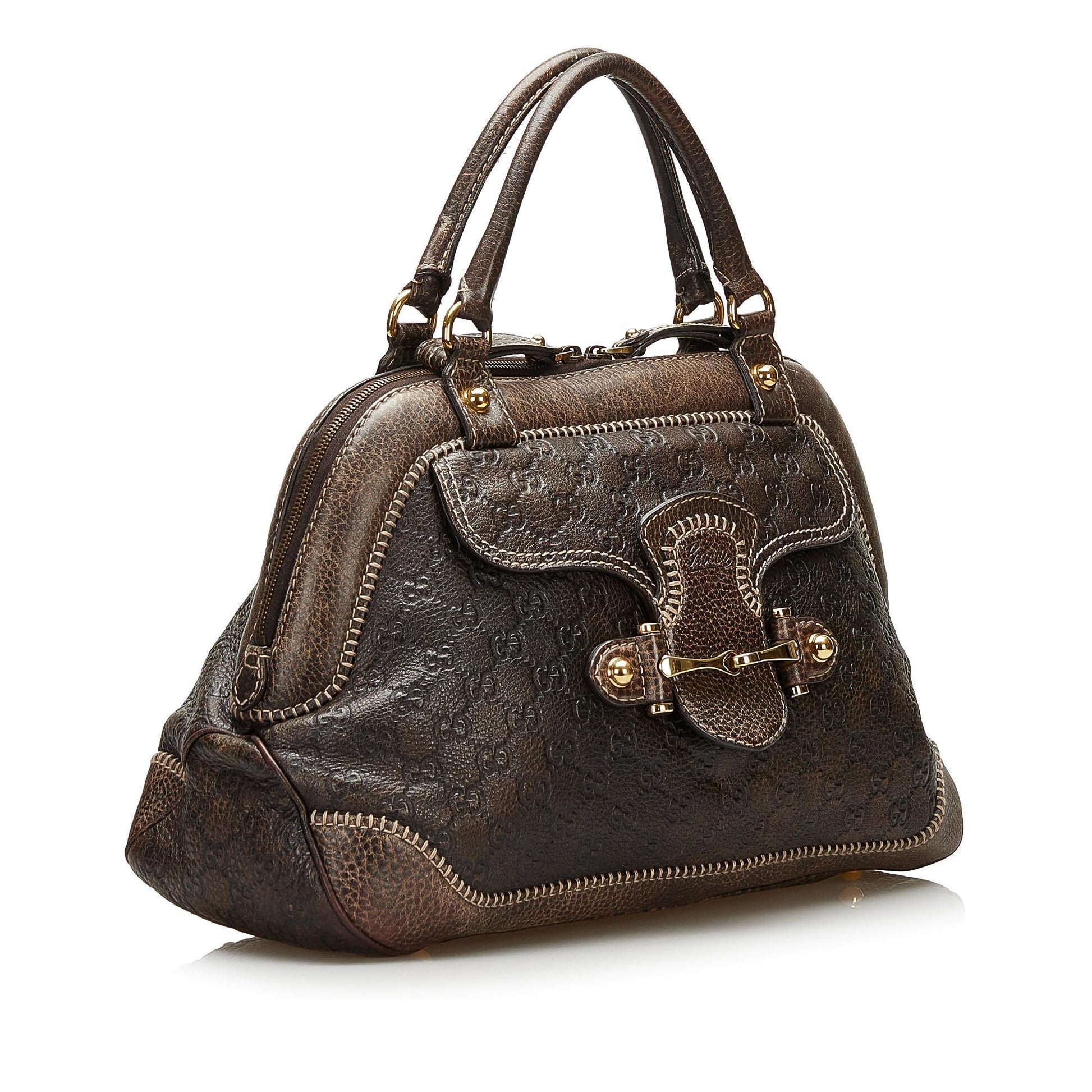 Gucci Signature Pelham SHG Calf Brown Satchel Bag