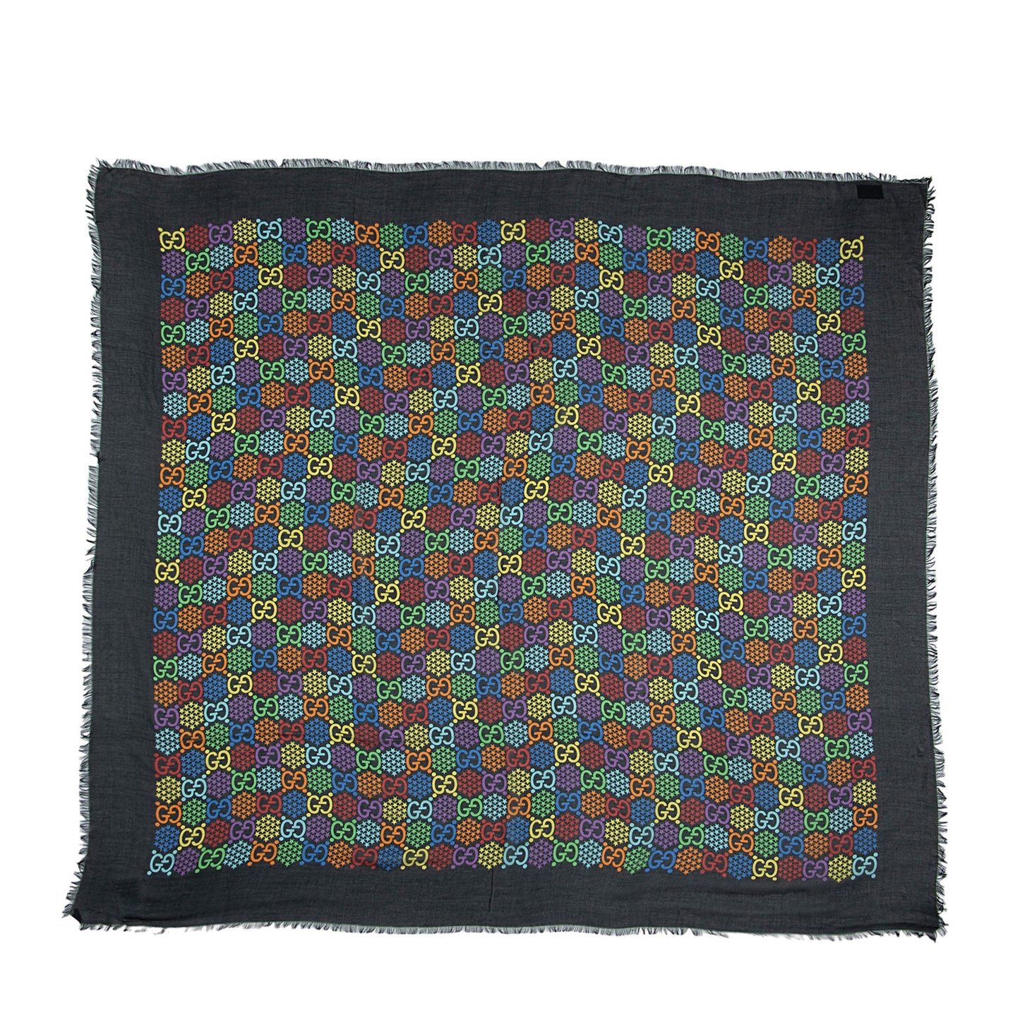 Gucci Silk GG Psychedelic 140cm Shawl Black Handbag