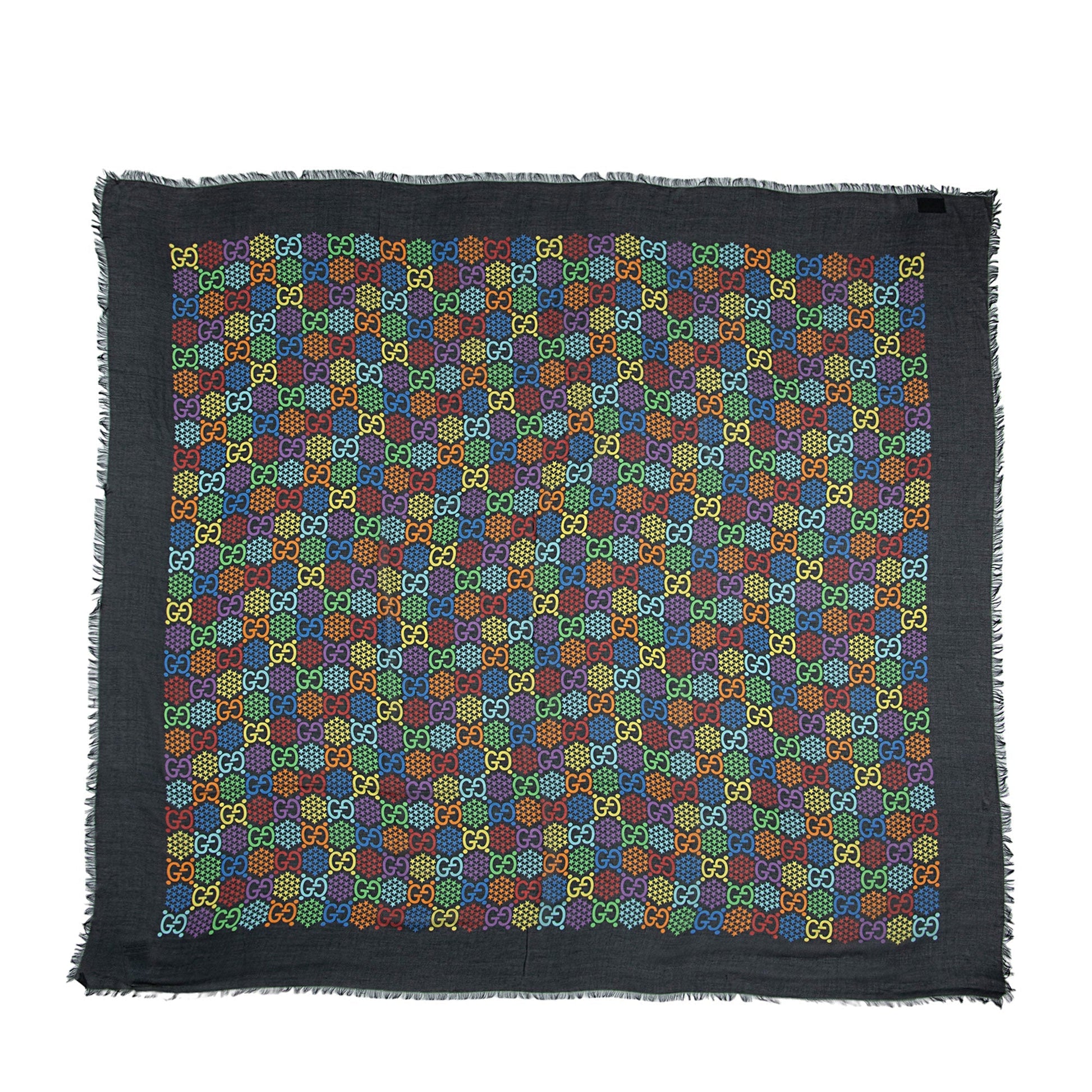 Gucci Silk GG Psychedelic 140cm Shawl Black Handbag