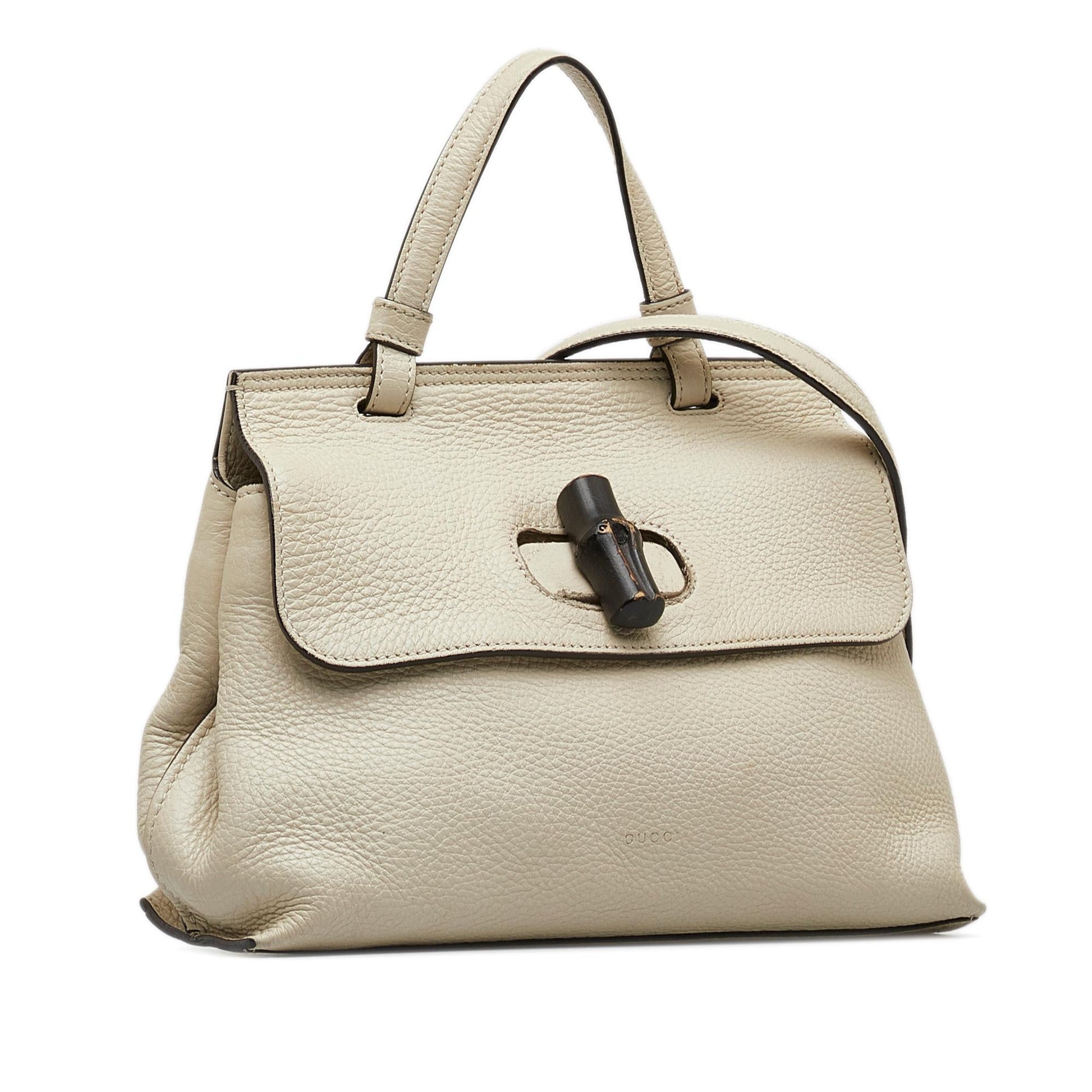 Gucci Bamboo Daily SHG-qHsZBQ Calf White Small Satchel Bag