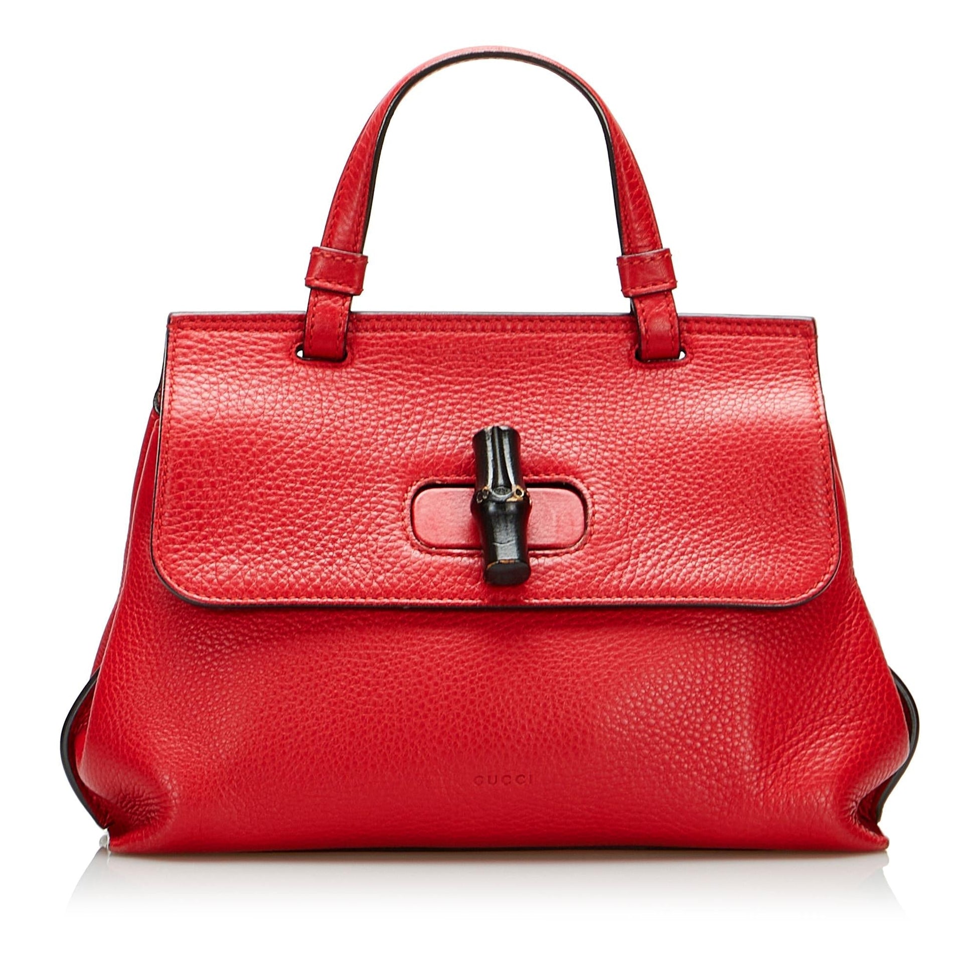 Gucci Bamboo Daily SHG-5MUf7v Calf Red Small Satchel Bag