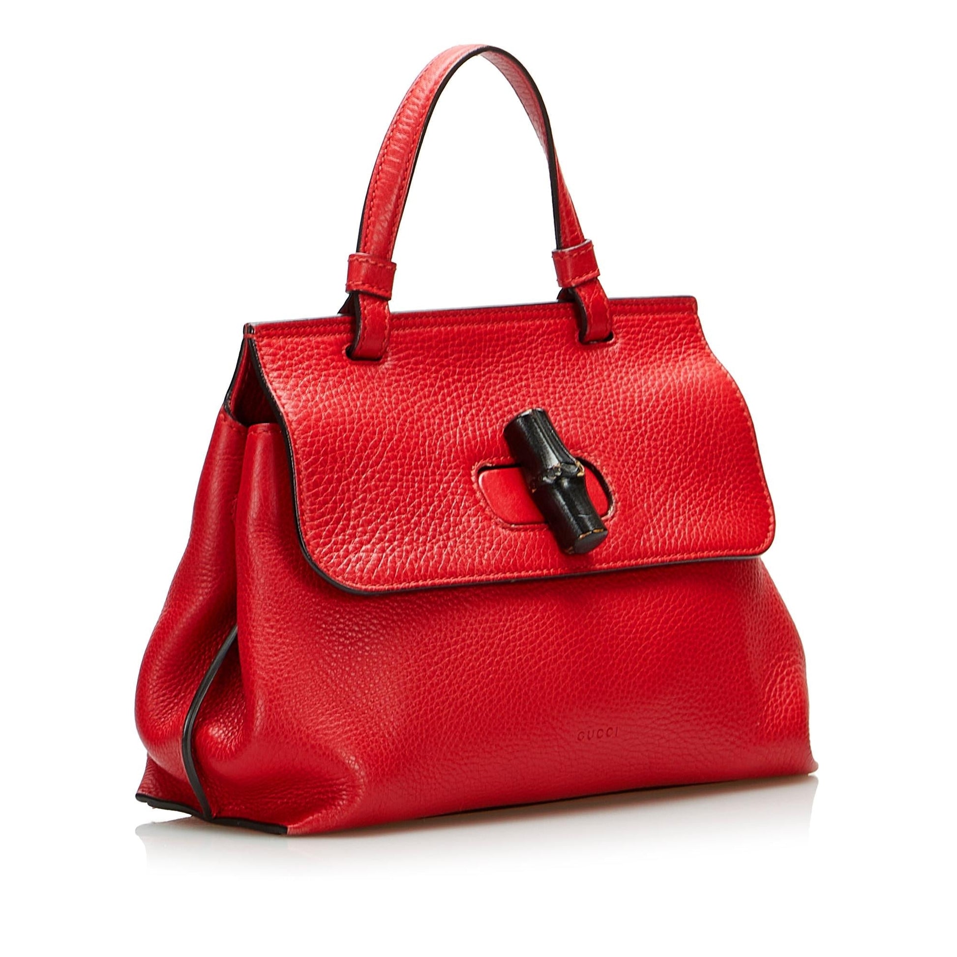 Gucci Bamboo Daily SHG-5MUf7v Calf Red Small Satchel Bag