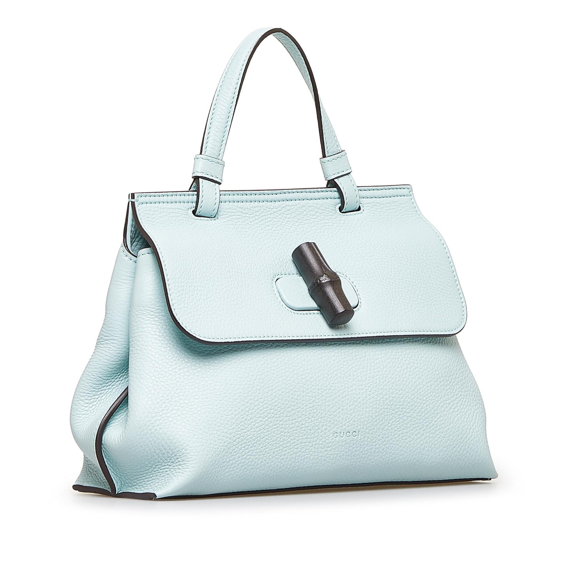 Gucci Bamboo Daily SHG-1c1eWT Calf Blue Small Satchel Bag