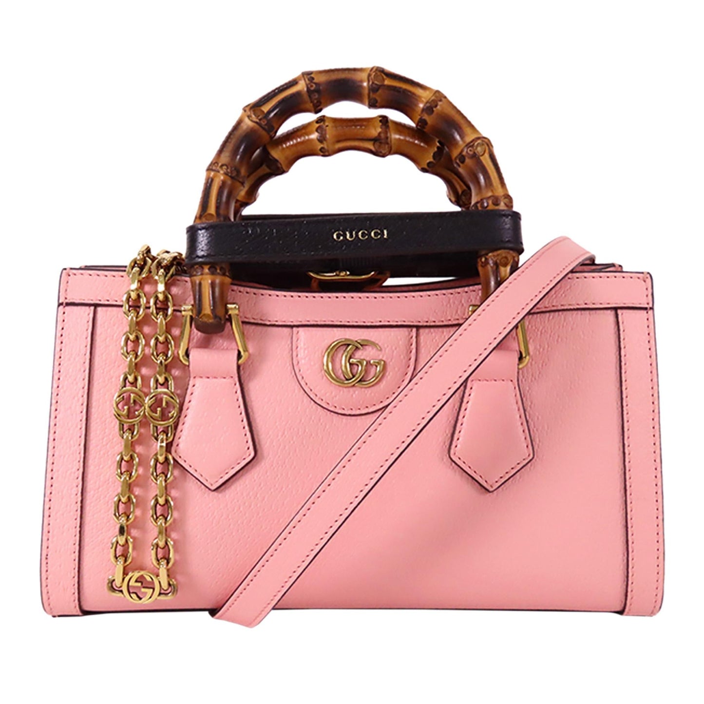 Gucci Bamboo Diana SHG-wHWmO5 Calf Pink Small Satchel Bag