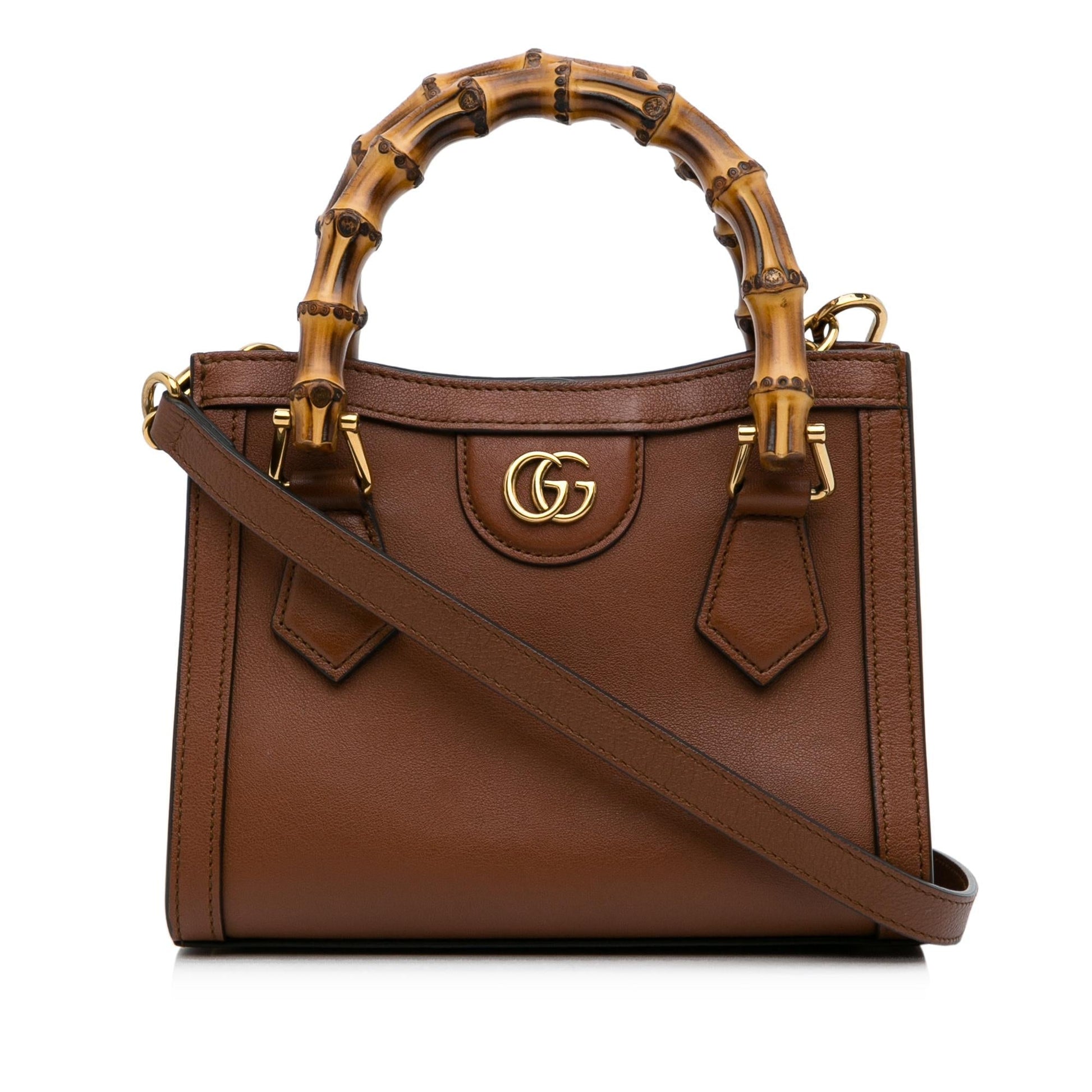 Gucci Bamboo Diana SHG-JijldX Calf Brown Small Satchel Bag
