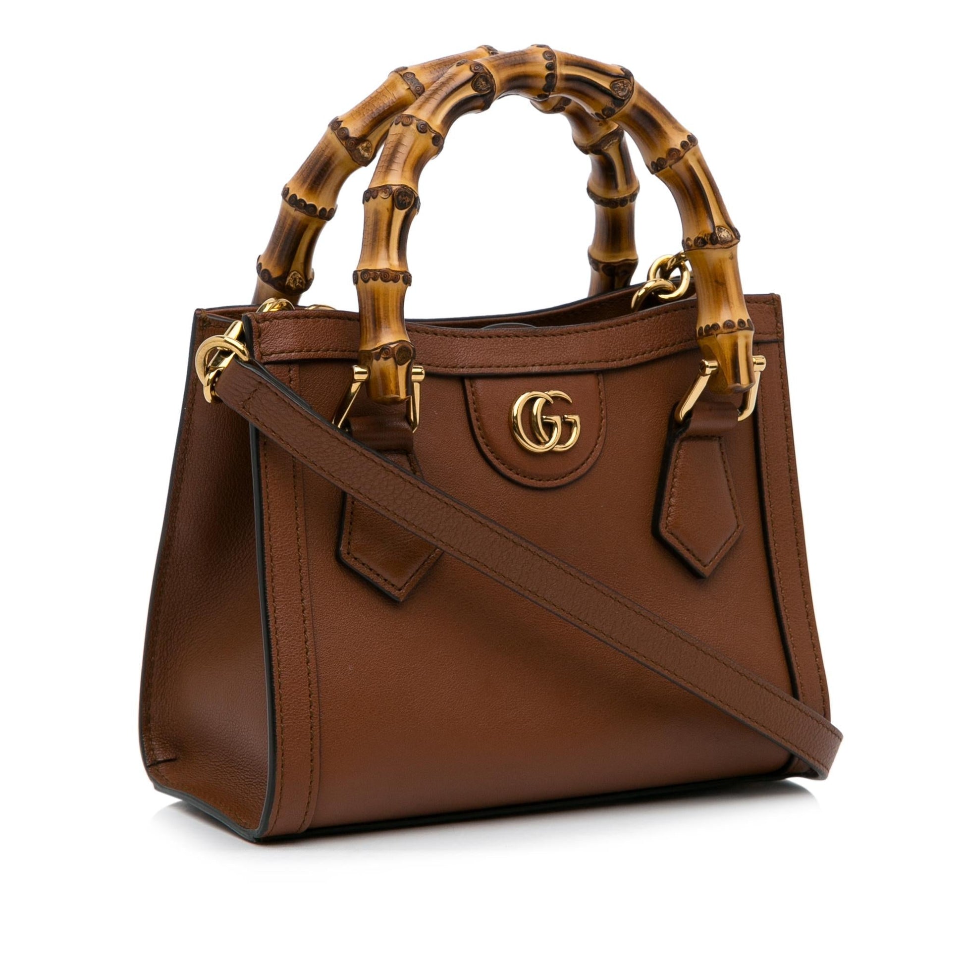 Gucci Bamboo Diana SHG-JijldX Calf Brown Small Satchel Bag