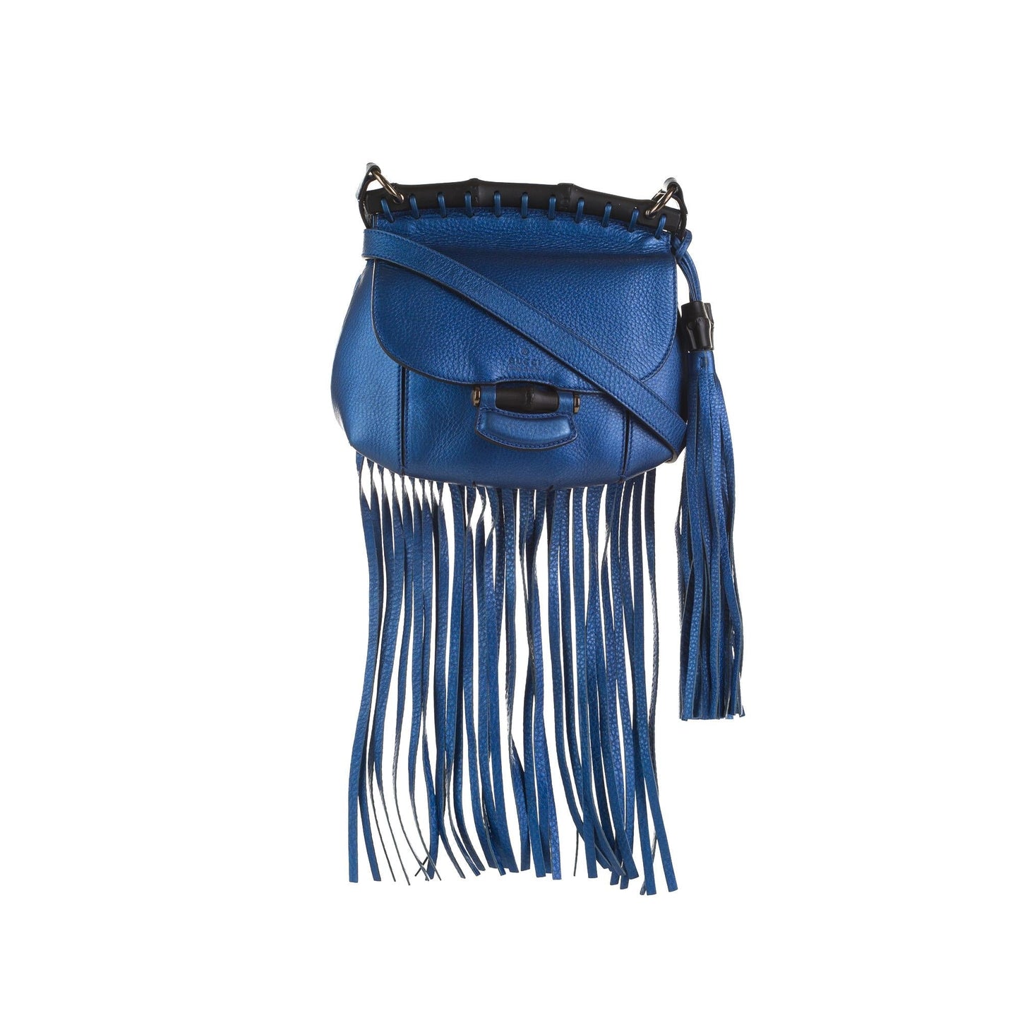 Gucci Bamboo Nouveau Fringe SHG-YksGHq Calf Blue Small Jewelry