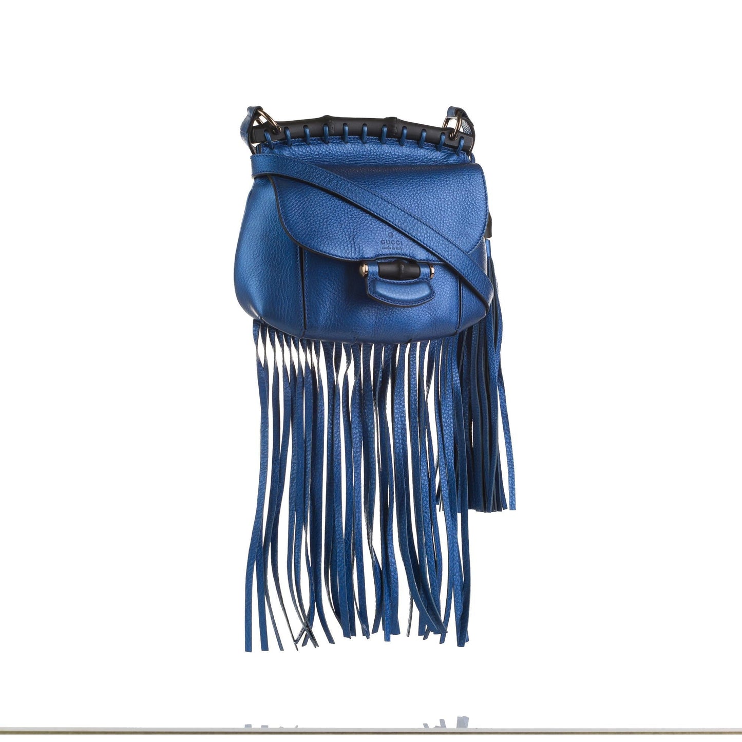 Gucci Bamboo Nouveau Fringe SHG-YksGHq Calf Blue Small Jewelry