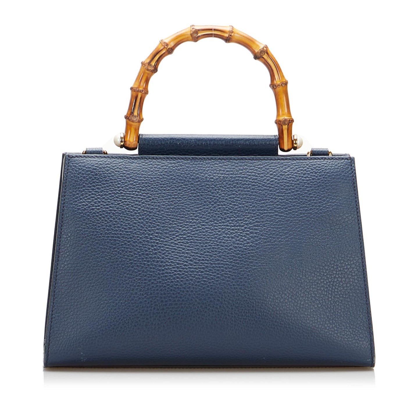 Gucci Bamboo Nymphaea SHG-m6Hp5z Calf Blue Small Satchel Bag