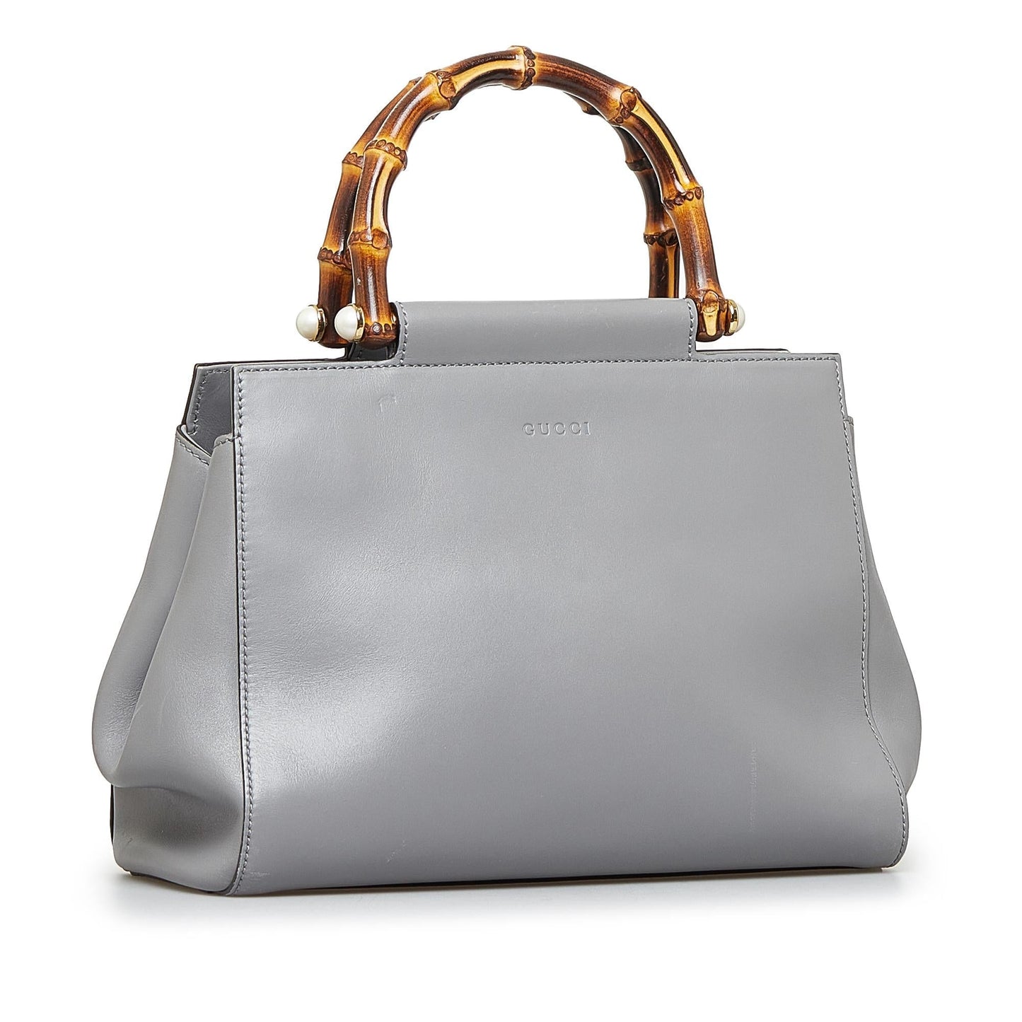 Gucci Bamboo Nymphaea SHG-v3IHLK Calf Grey Small Satchel Bag