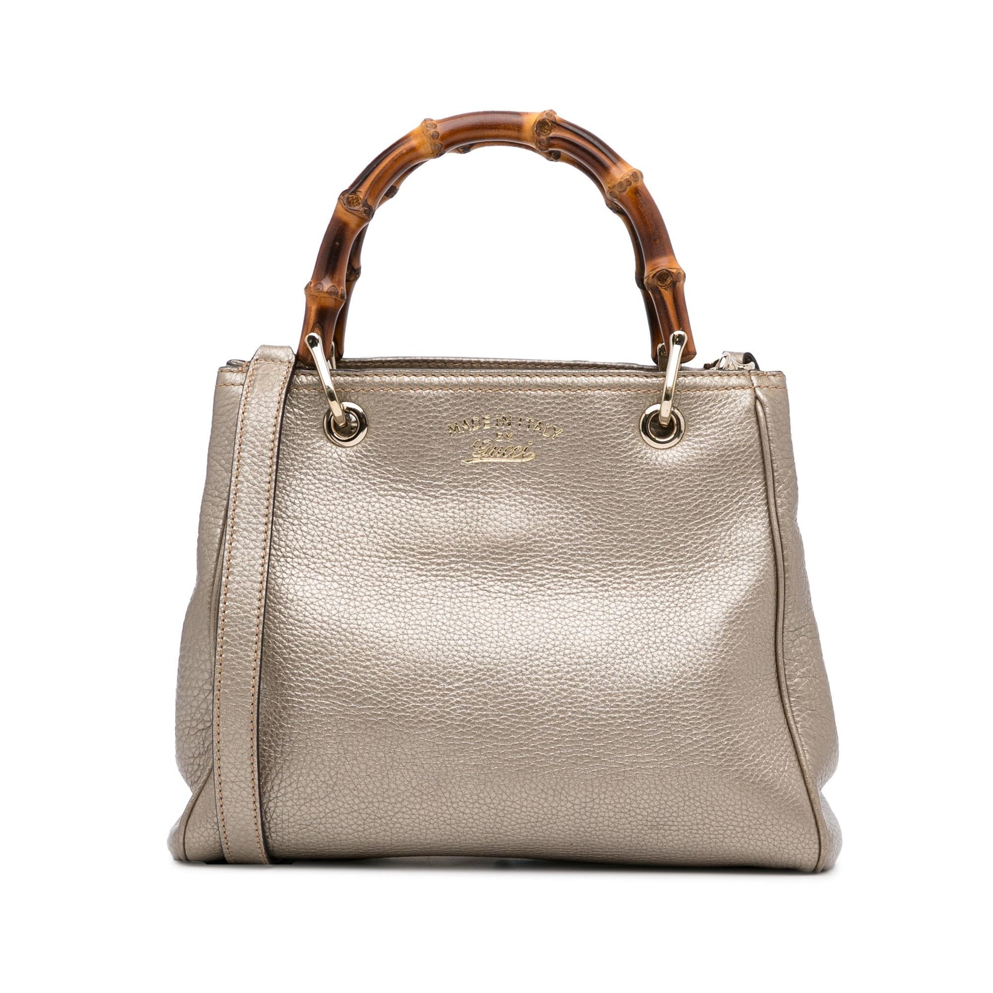 Gucci Bamboo Shopper SHG-M4rPio Calf Gold Small Satchel Bag