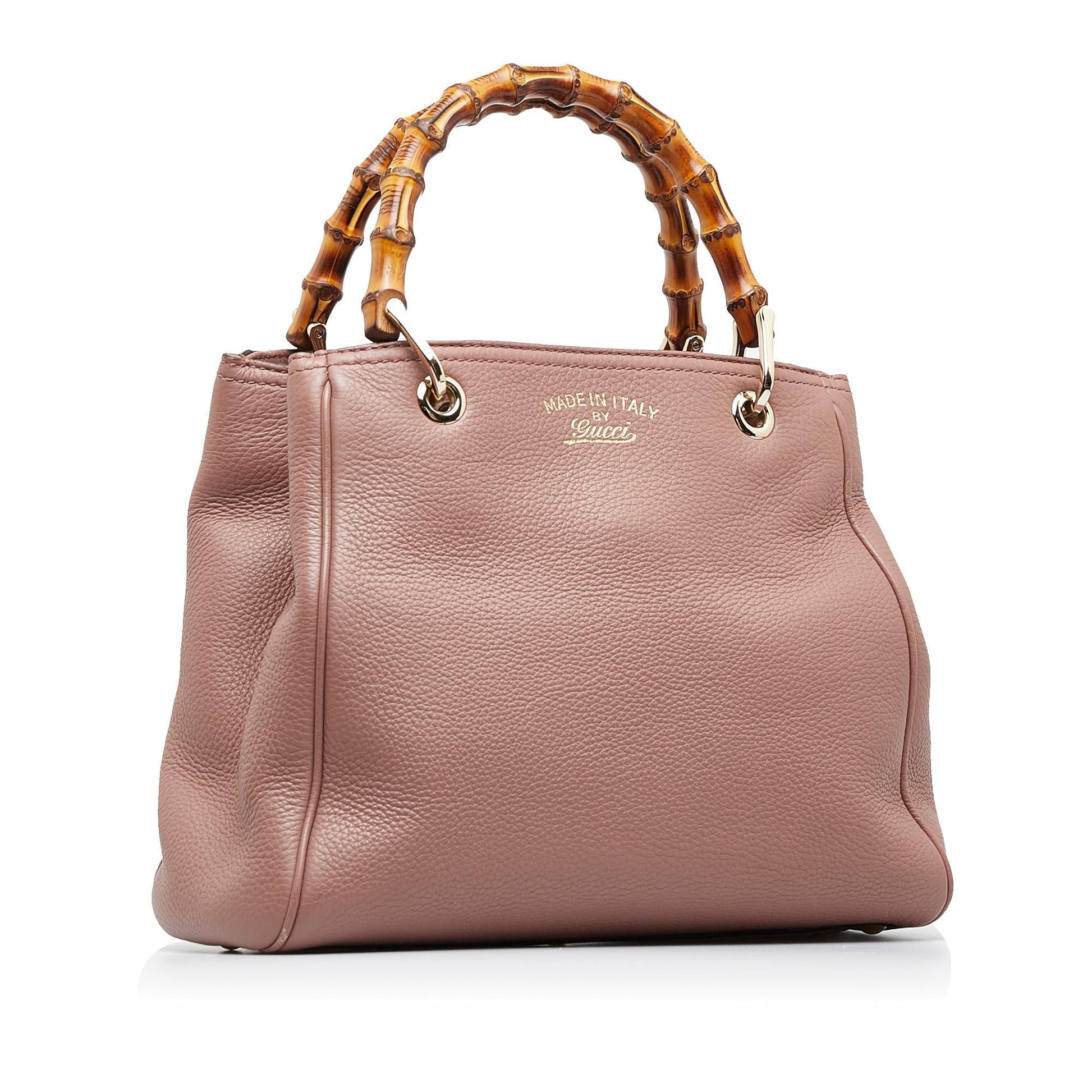 Gucci Bamboo Shopper SHG-wb4O7b Calf Pink Small Satchel Bag