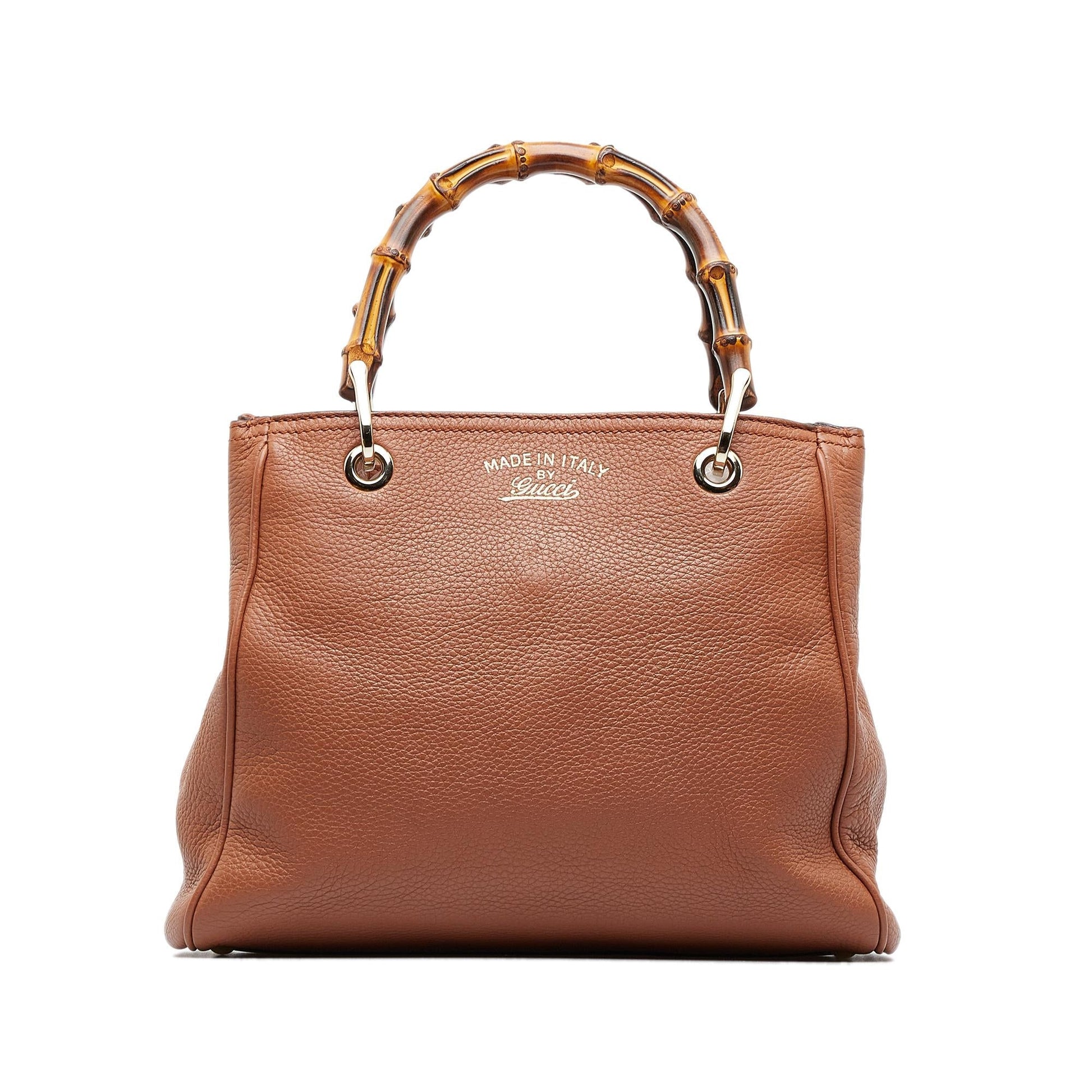 Gucci Bamboo Shopper SHG-mCLzQI Calf Brown Small Satchel Bag