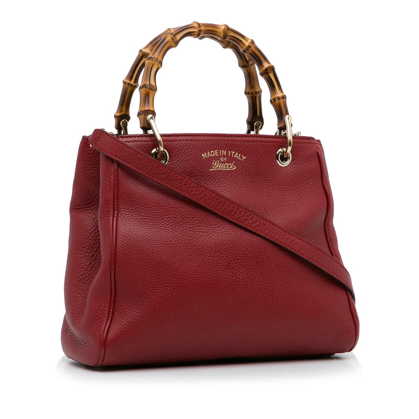 Gucci Bamboo Shopper SHG-KnejjZ Calf Red Small Satchel Bag