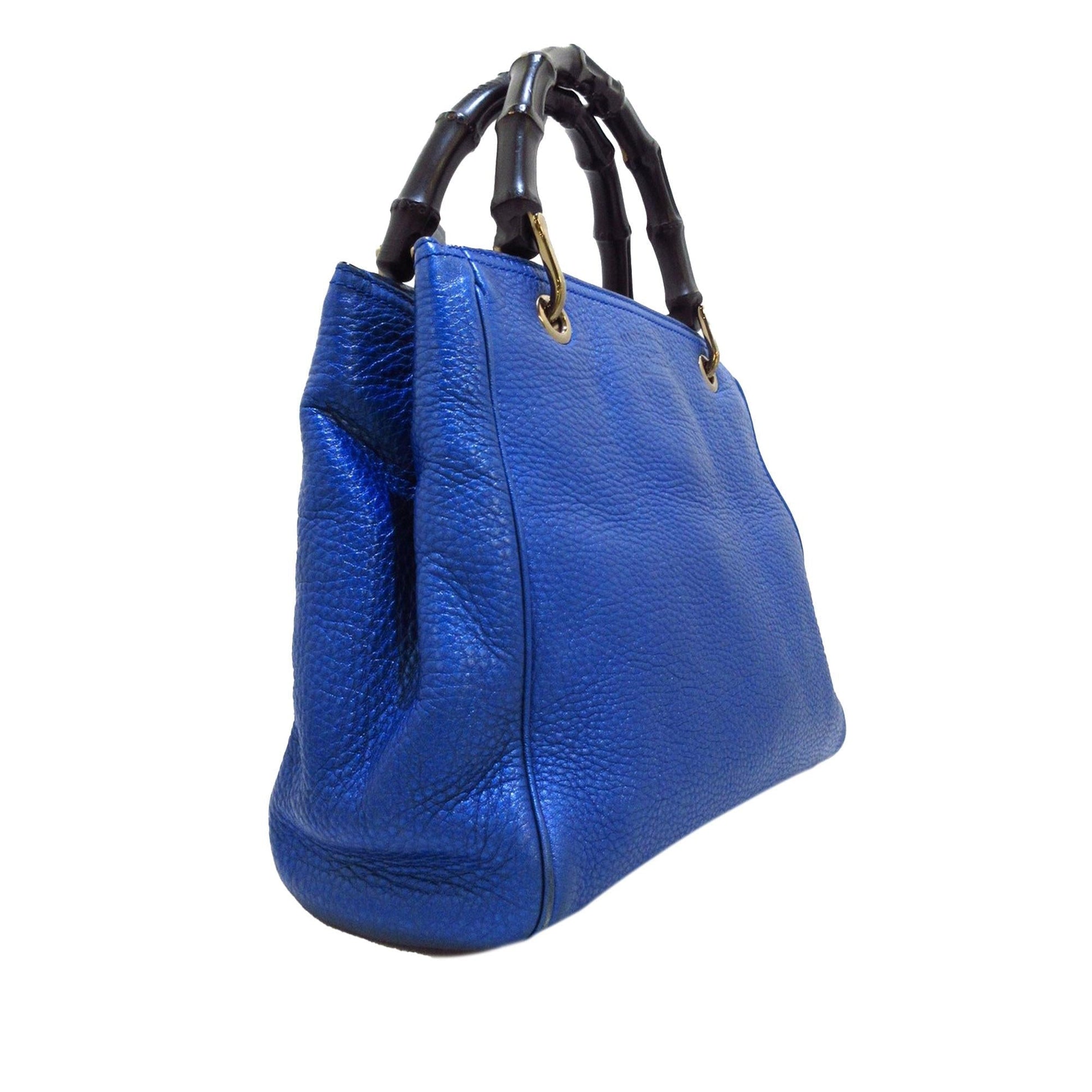 Gucci Bamboo Shopper SHG-qDF7UH Calf Blue Small Satchel Bag