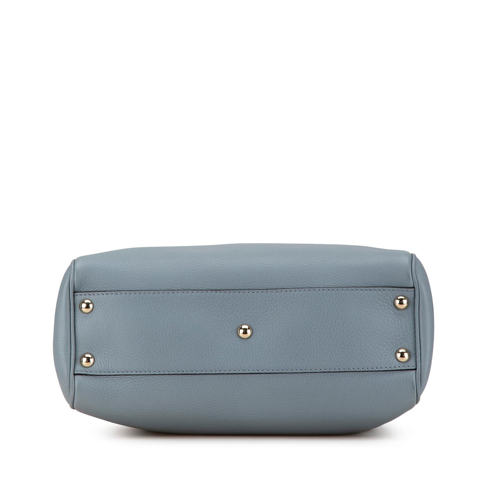 Gucci Bamboo Shopper Calf Blue Small Satchel Bag