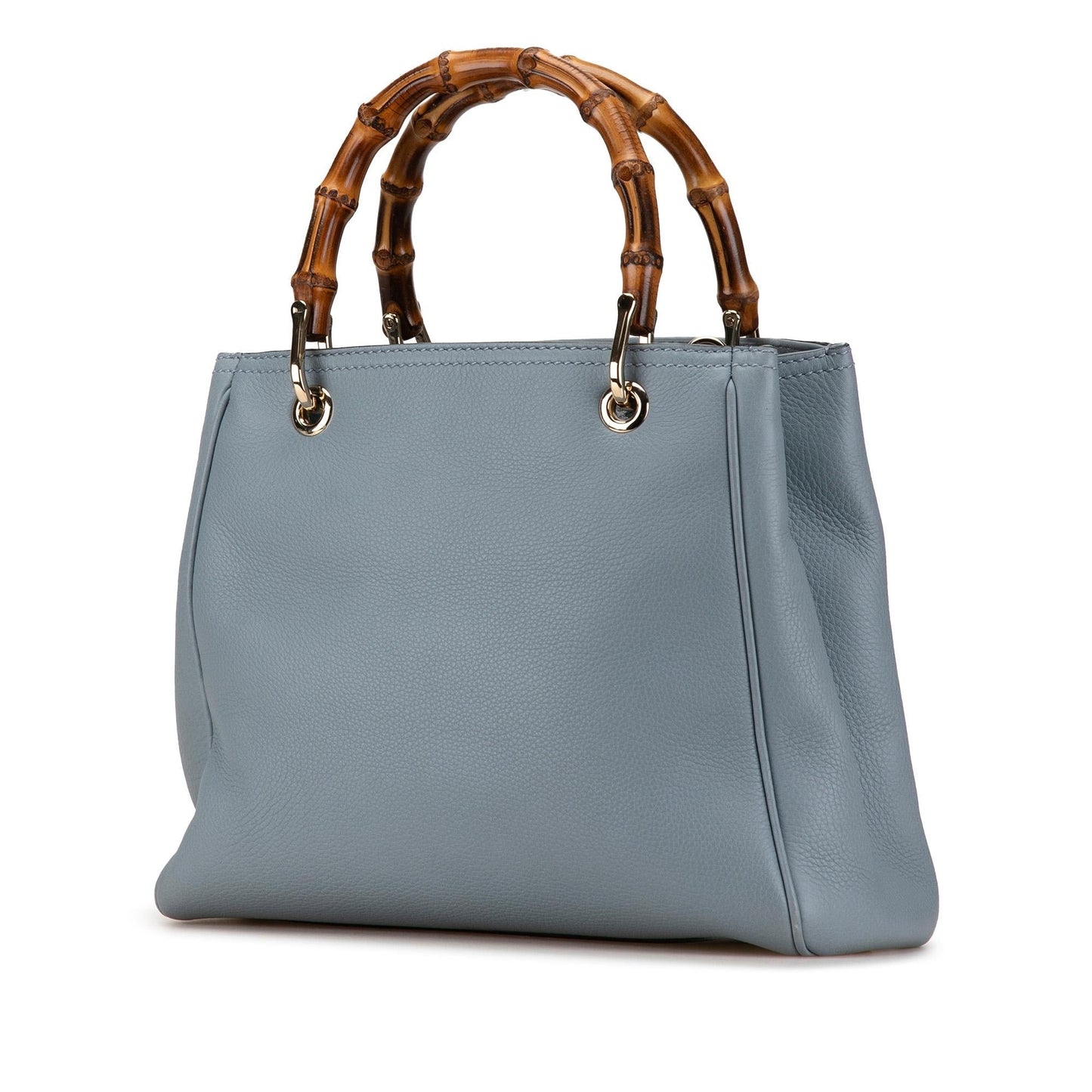 Gucci Bamboo Shopper Calf Blue Small Satchel Bag