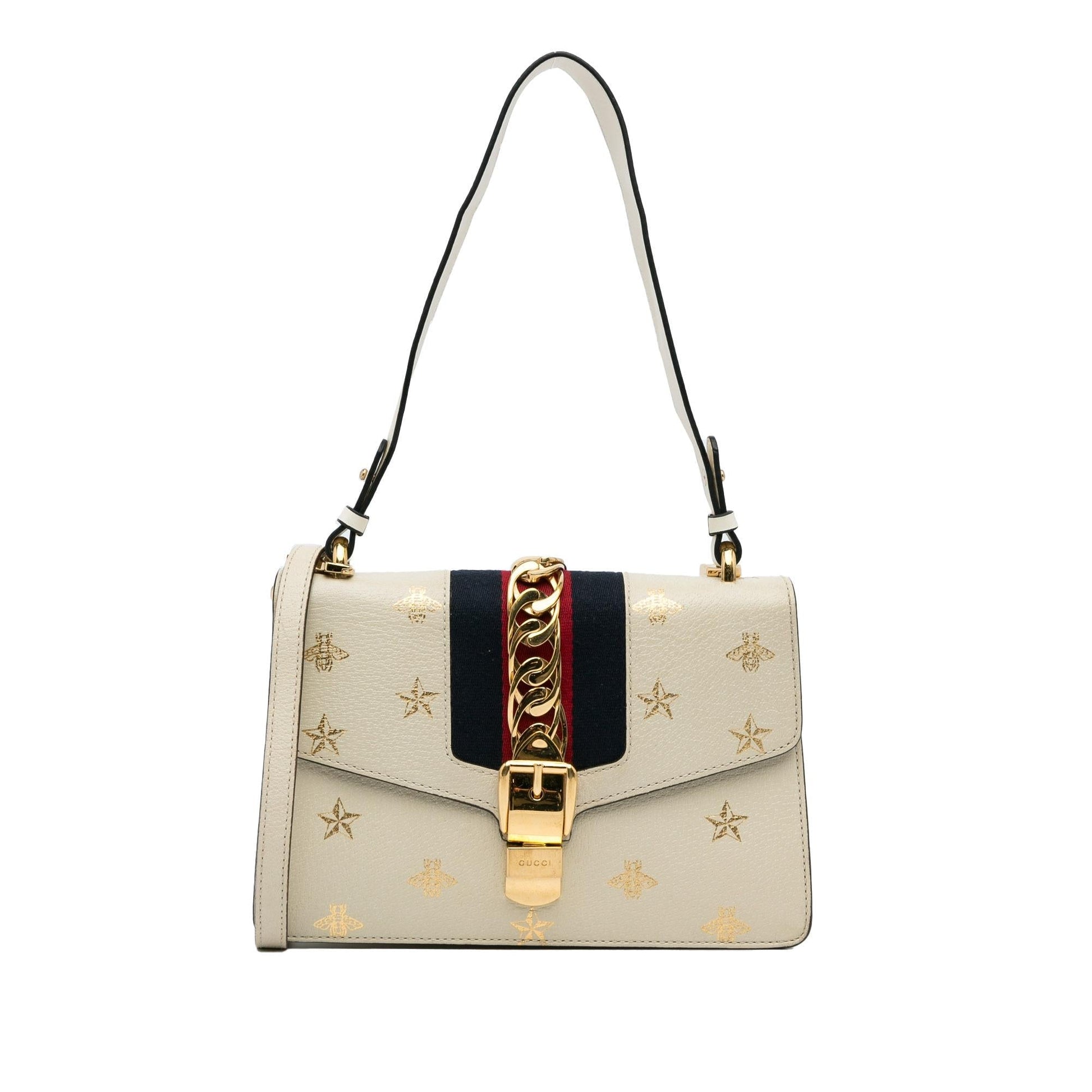Gucci Bee Star Sylvie SHG-3HcVoI Calf White Small Satchel Bag