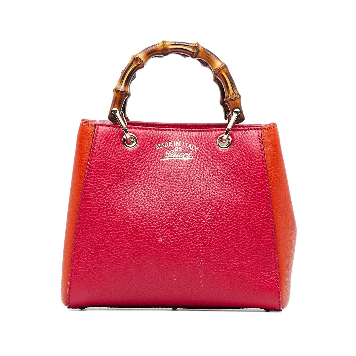 Gucci Bicolor Bamboo Shopper SHG-EwGBDy Calf Red Orange Small Satchel Bag