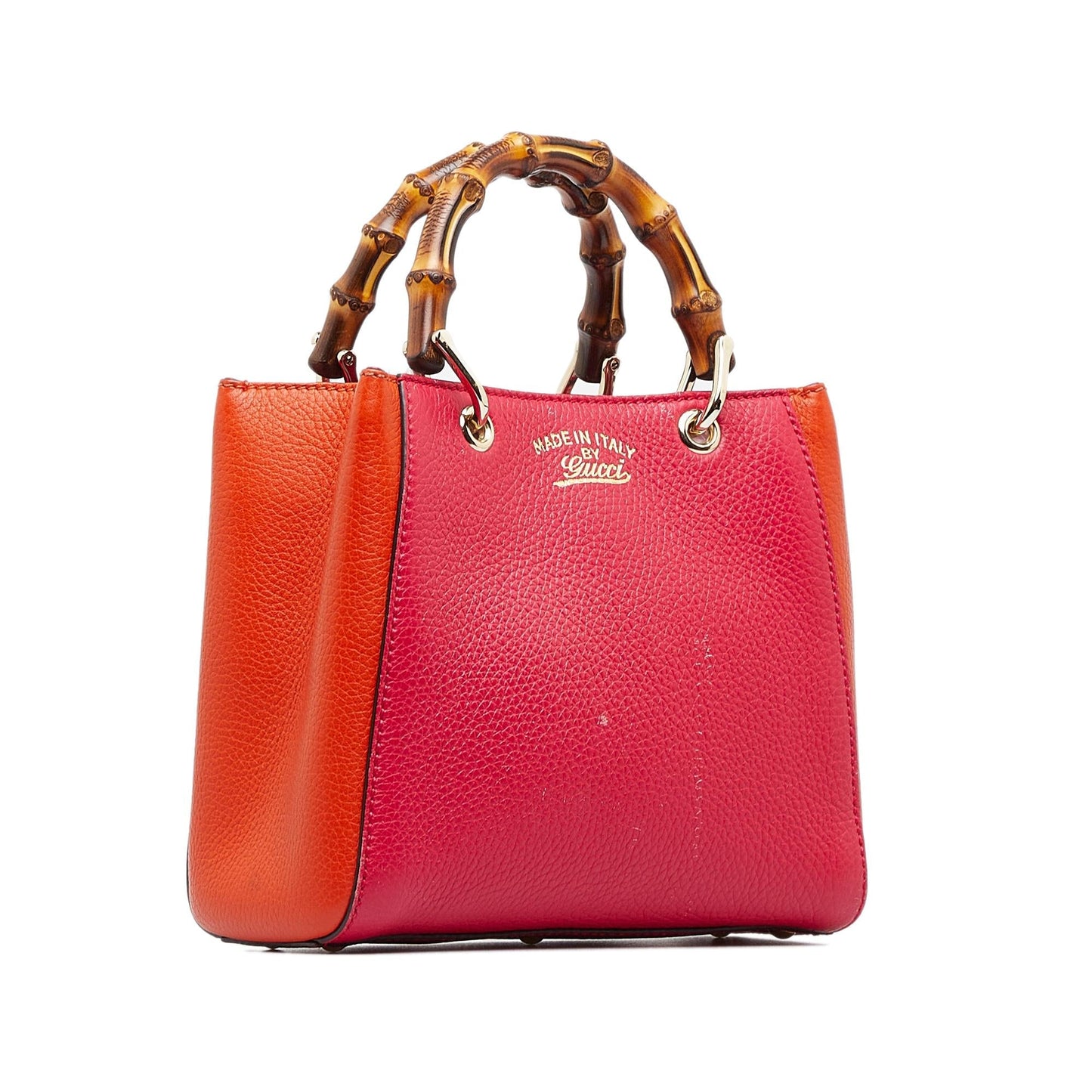 Gucci Bicolor Bamboo Shopper SHG-EwGBDy Calf Red Orange Small Satchel Bag