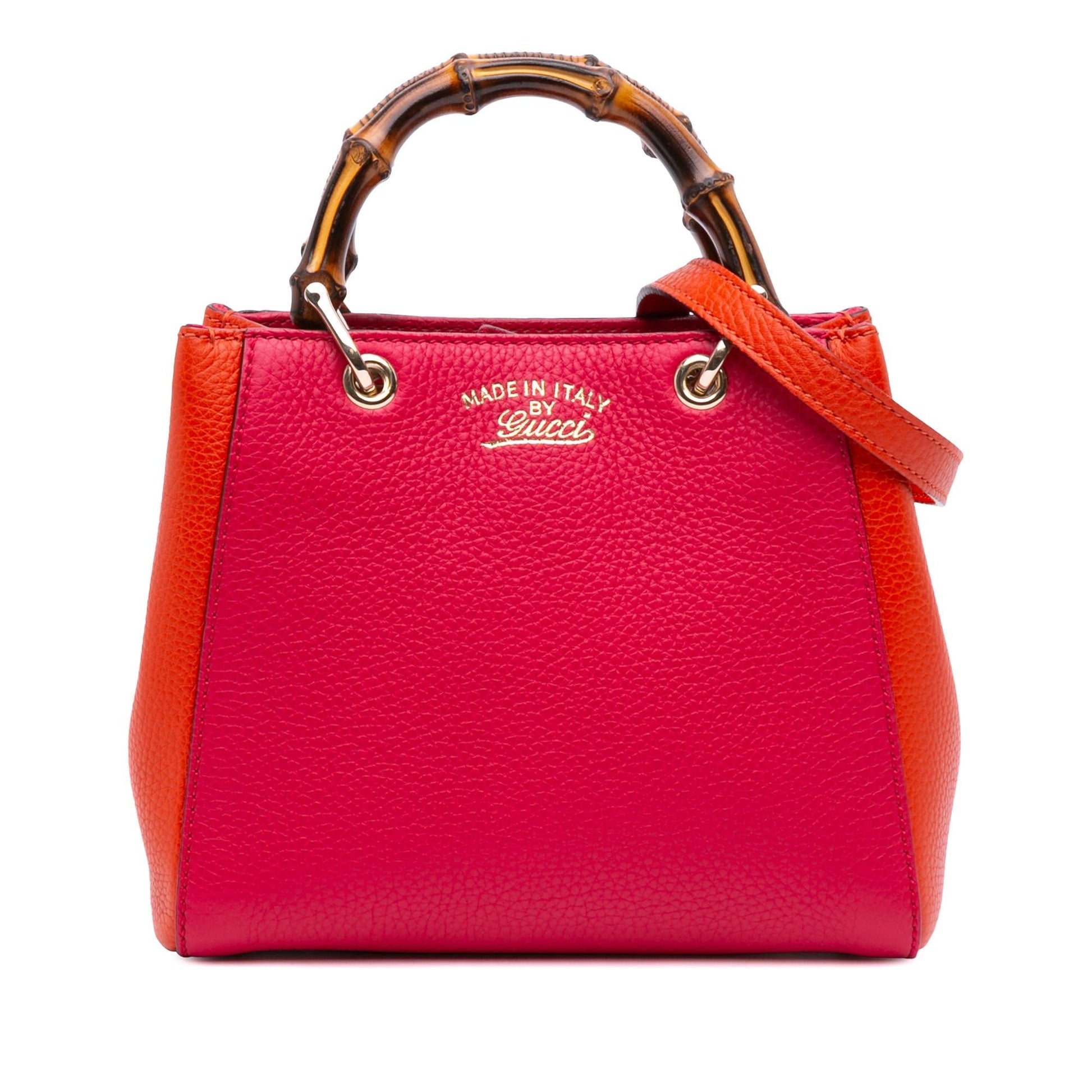 Gucci Bicolor Bamboo Shopper Calfskin Small Tote Bag
