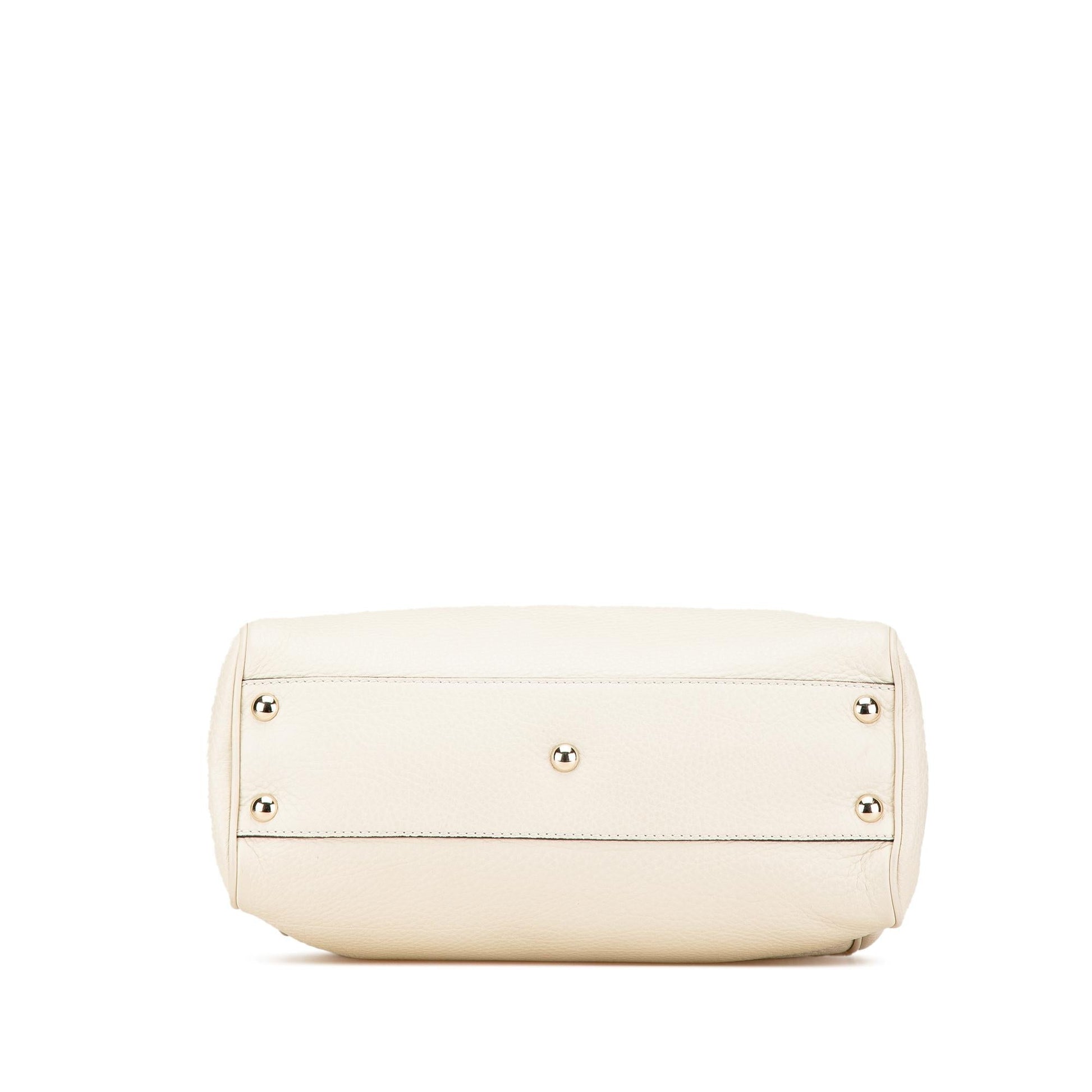 Gucci Bamboo Shopper Calf Calfskin White Small Satchel Bag