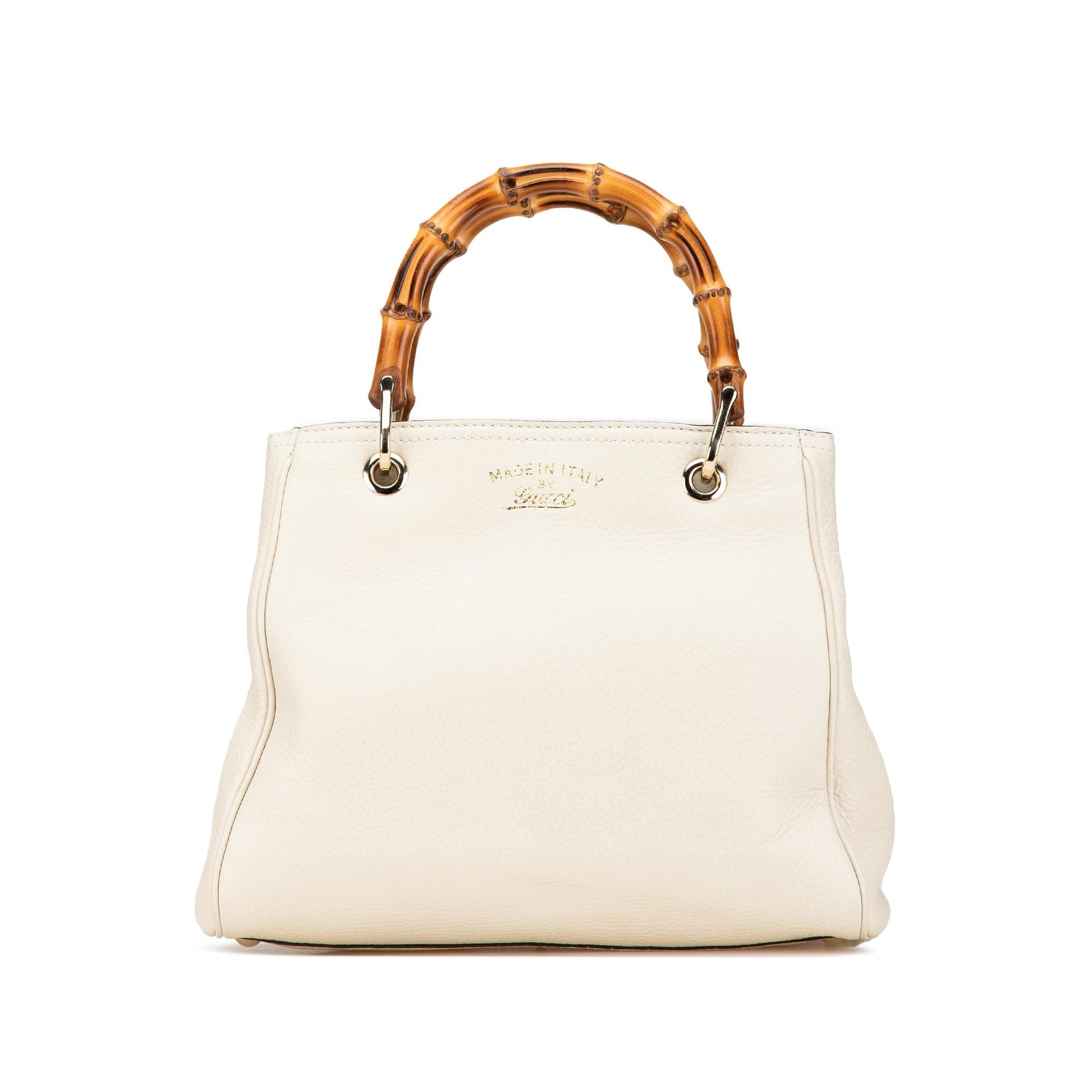 Gucci Bamboo Shopper Calf Calfskin White Small Satchel Bag