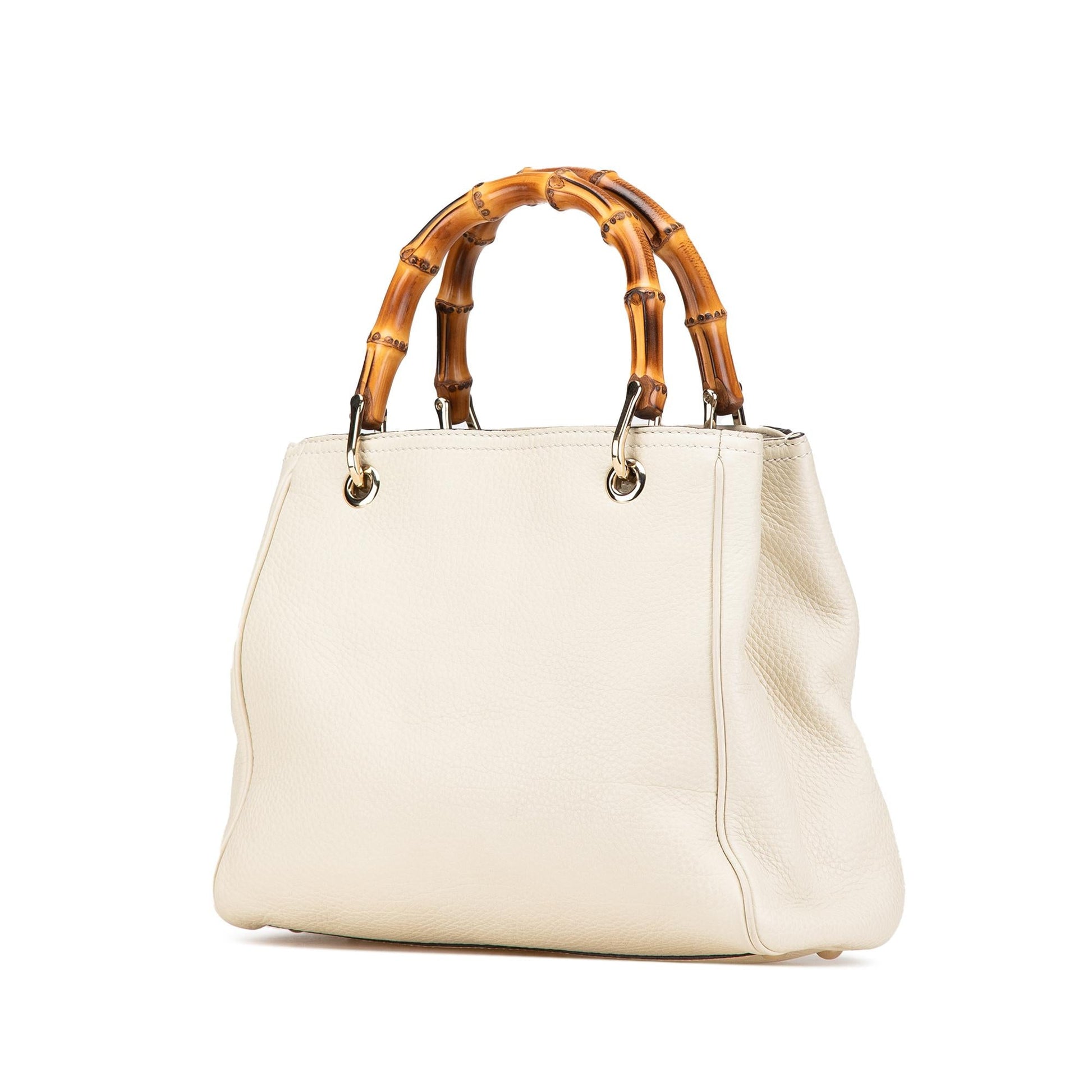 Gucci Bamboo Shopper Calf Calfskin White Small Satchel Bag