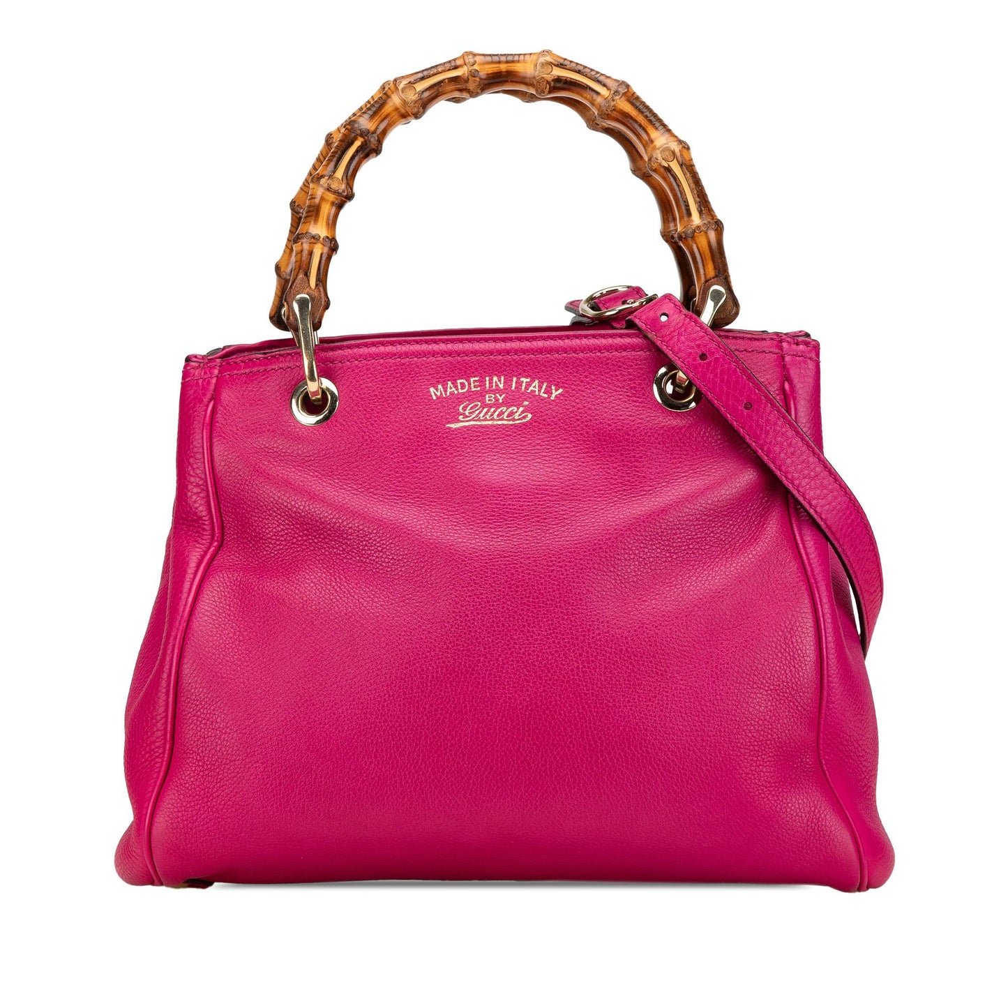 Gucci Bamboo Shopper Calf Calfskin Pink Small Satchel Bag