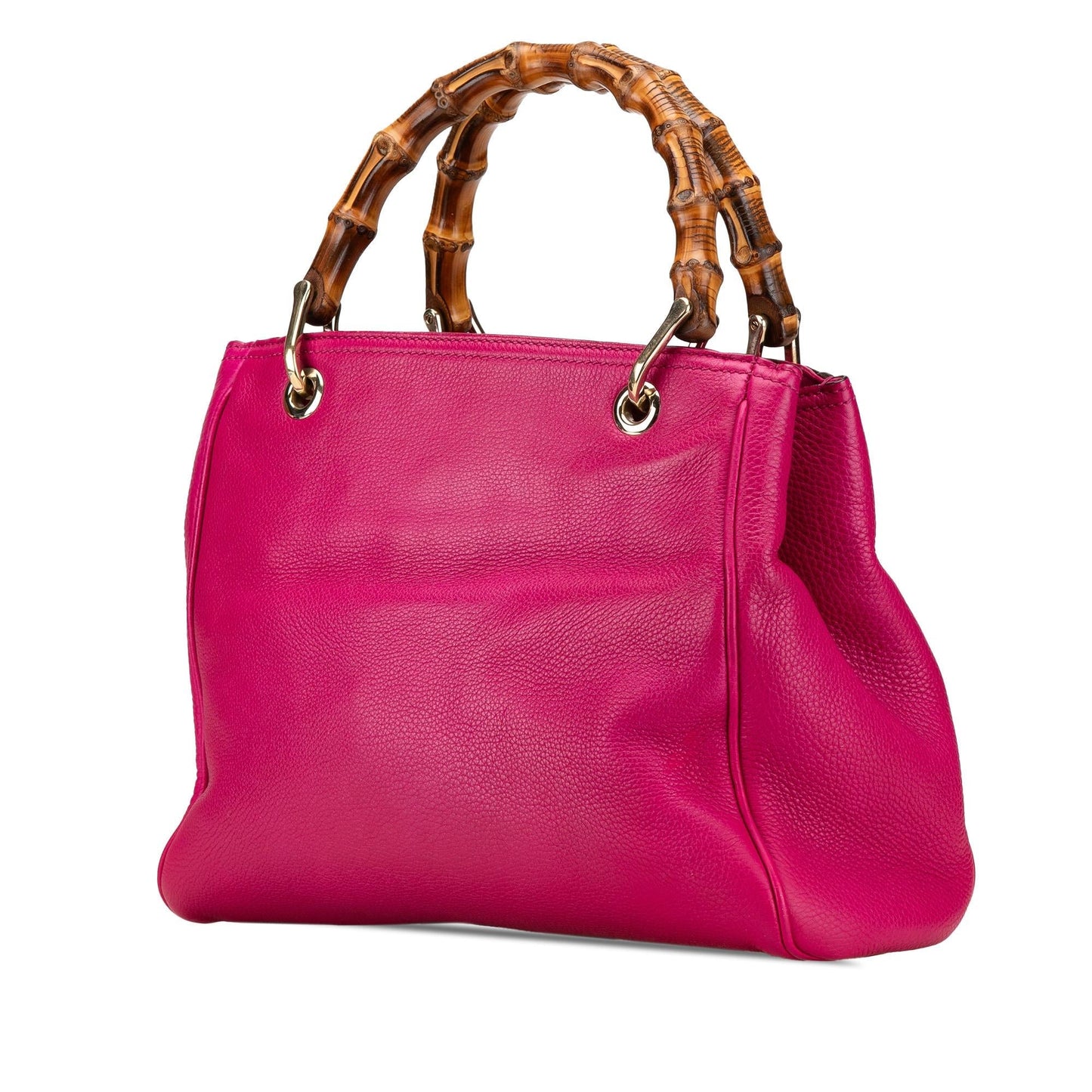 Gucci Bamboo Shopper Calf Calfskin Pink Small Satchel Bag