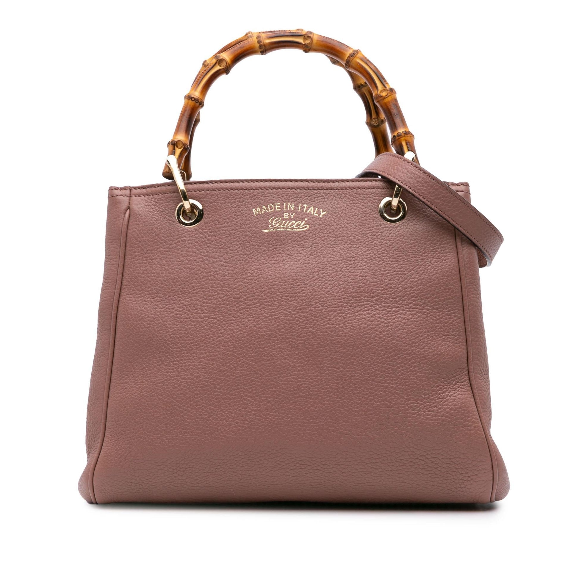 Gucci Bamboo Shopper Calf Calfskin Pink Small Satchel Bag Satchel 5