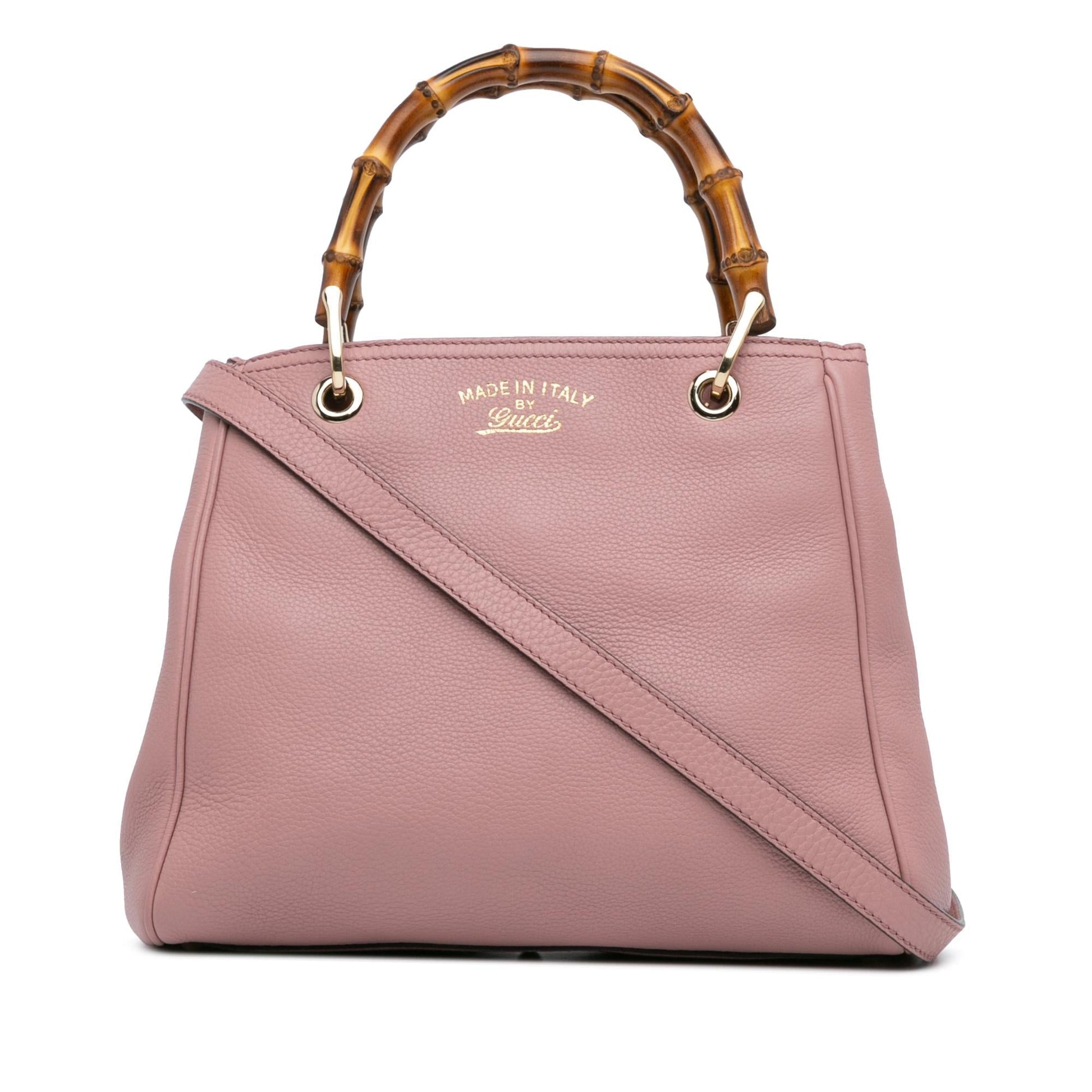 Gucci Bamboo Shopper Calf Calfskin Pink Small Satchel Bag Satchel 6