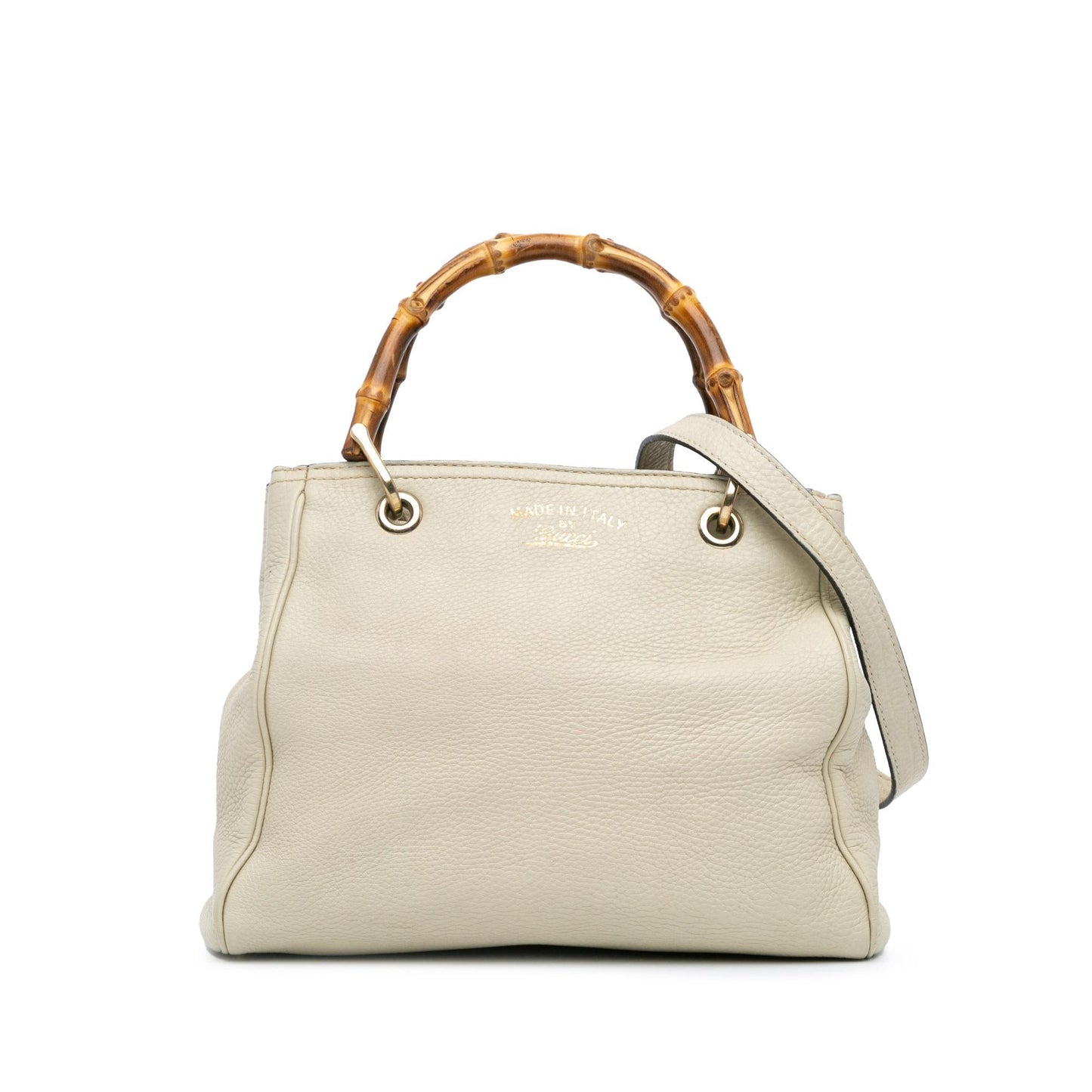 Gucci Bamboo Shopper Calf Calfskin White Small Satchel Bag Satchel 8