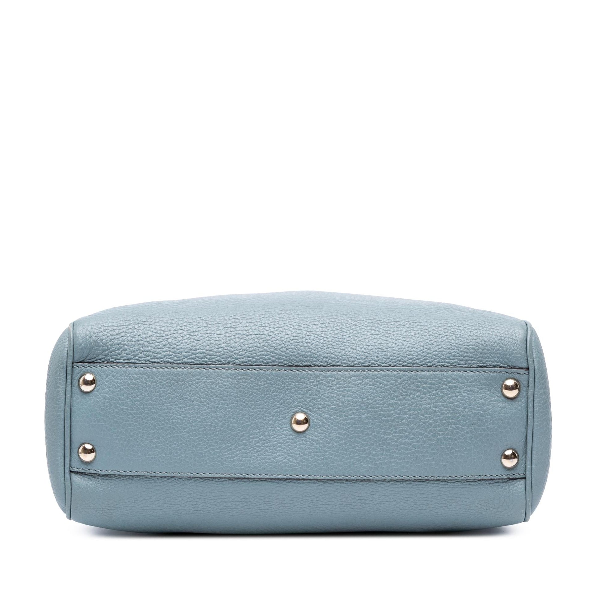 Gucci Bamboo Shopper Calf Calfskin Blue Small Satchel Bag