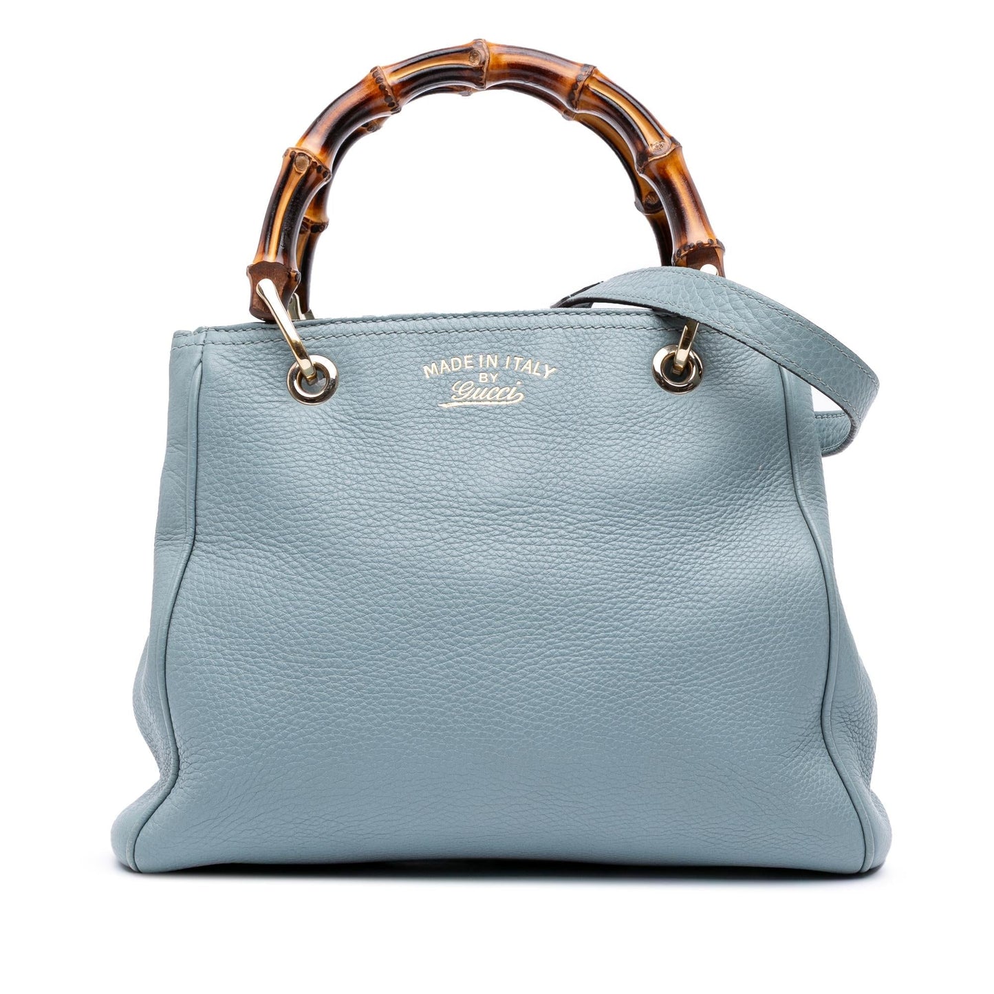 Gucci Bamboo Shopper Calf Calfskin Blue Small Satchel Bag