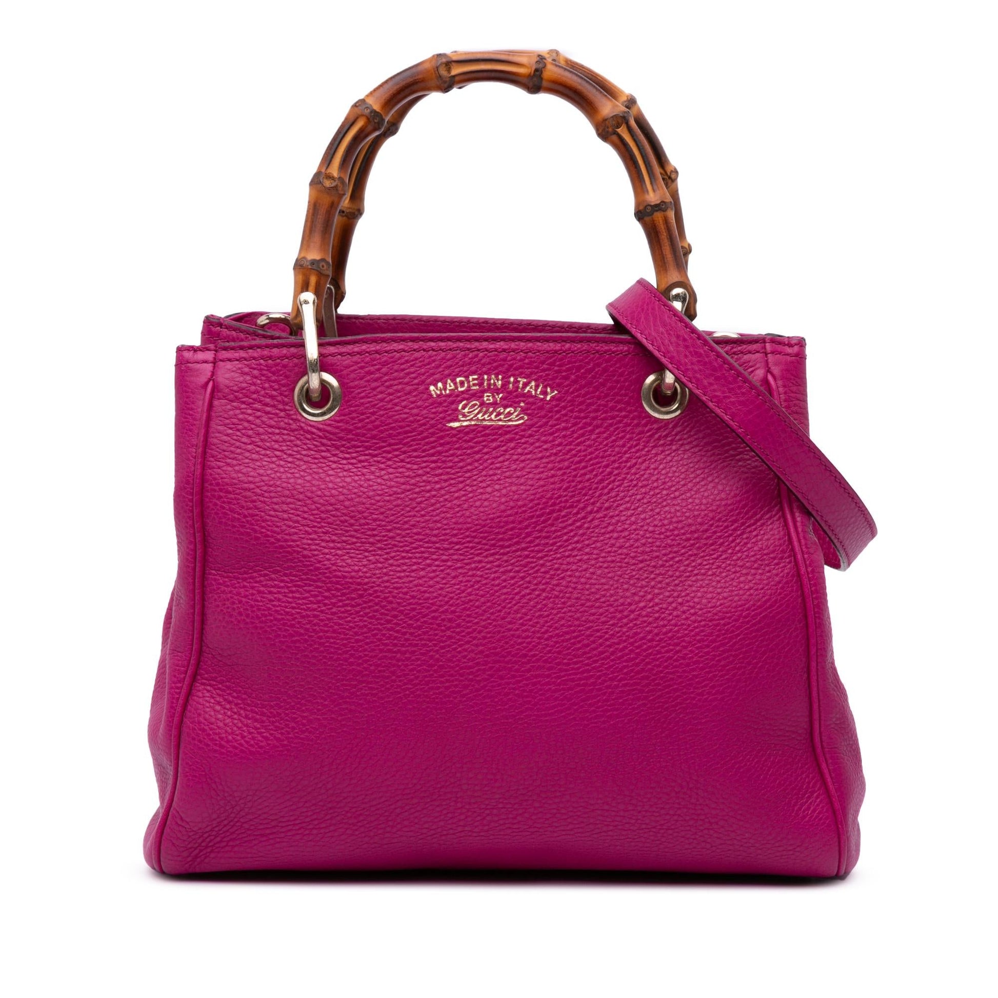 Gucci Bamboo Shopper Calf Calfskin Pink Small Satchel Bag Satchel 12