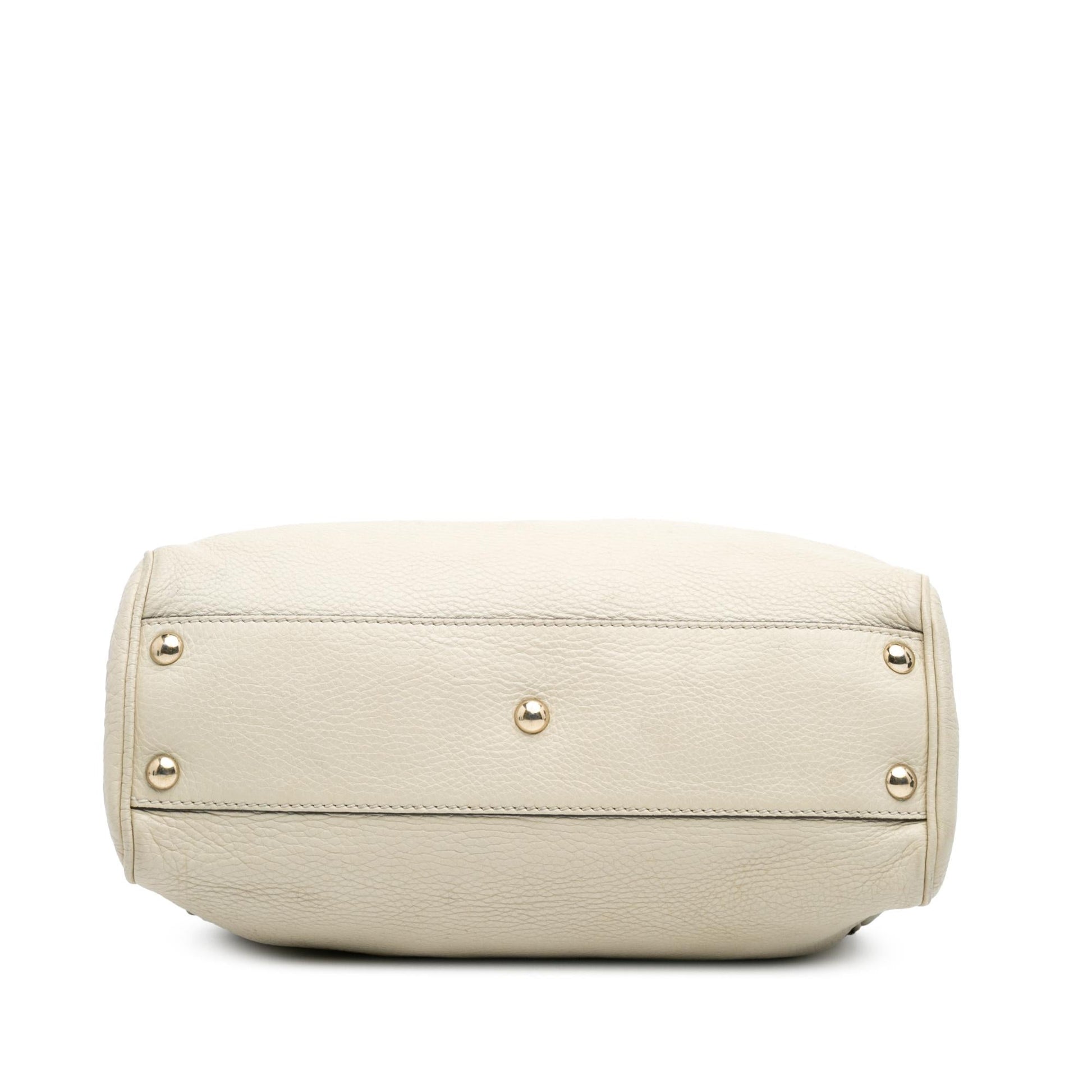 Gucci Bamboo Shopper Calf Calfskin White Small Satchel Bag Satchel 13
