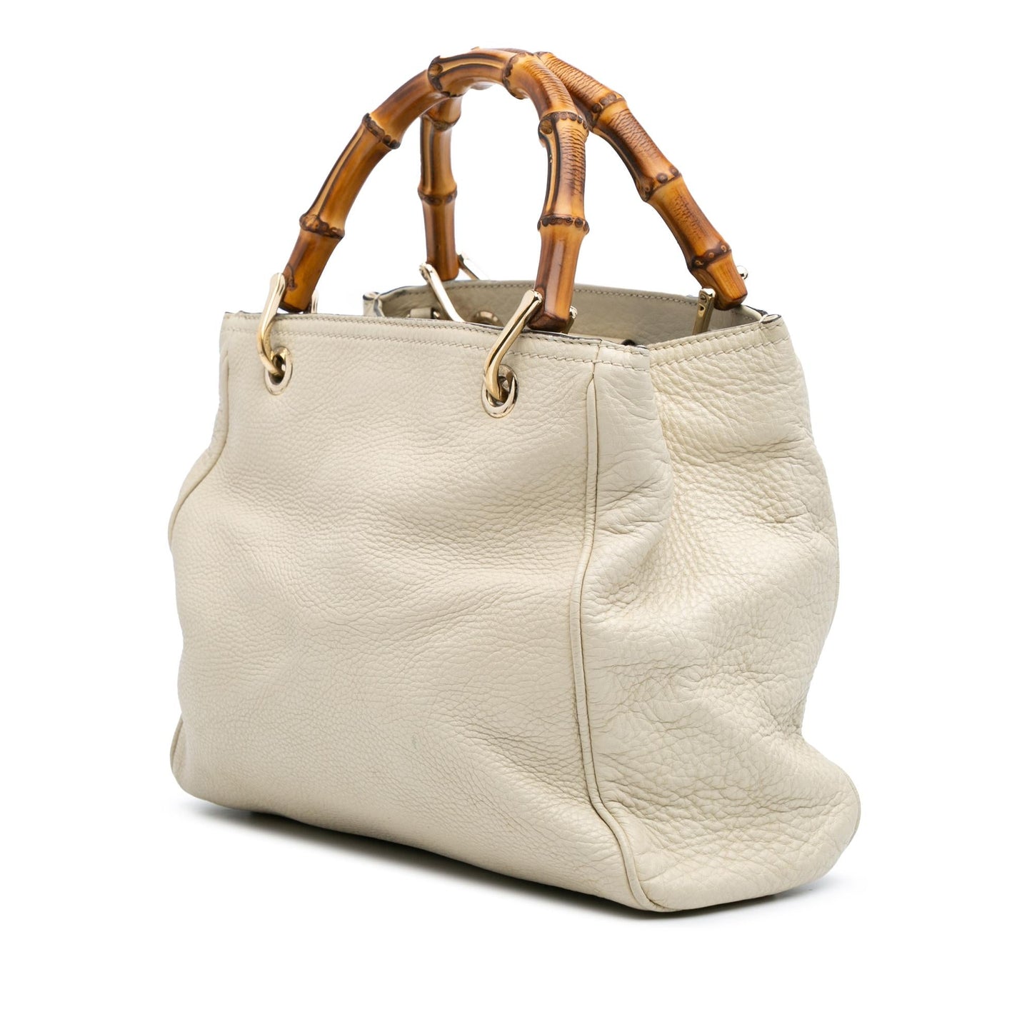 Gucci Bamboo Shopper Calf Calfskin White Small Satchel Bag Satchel 13