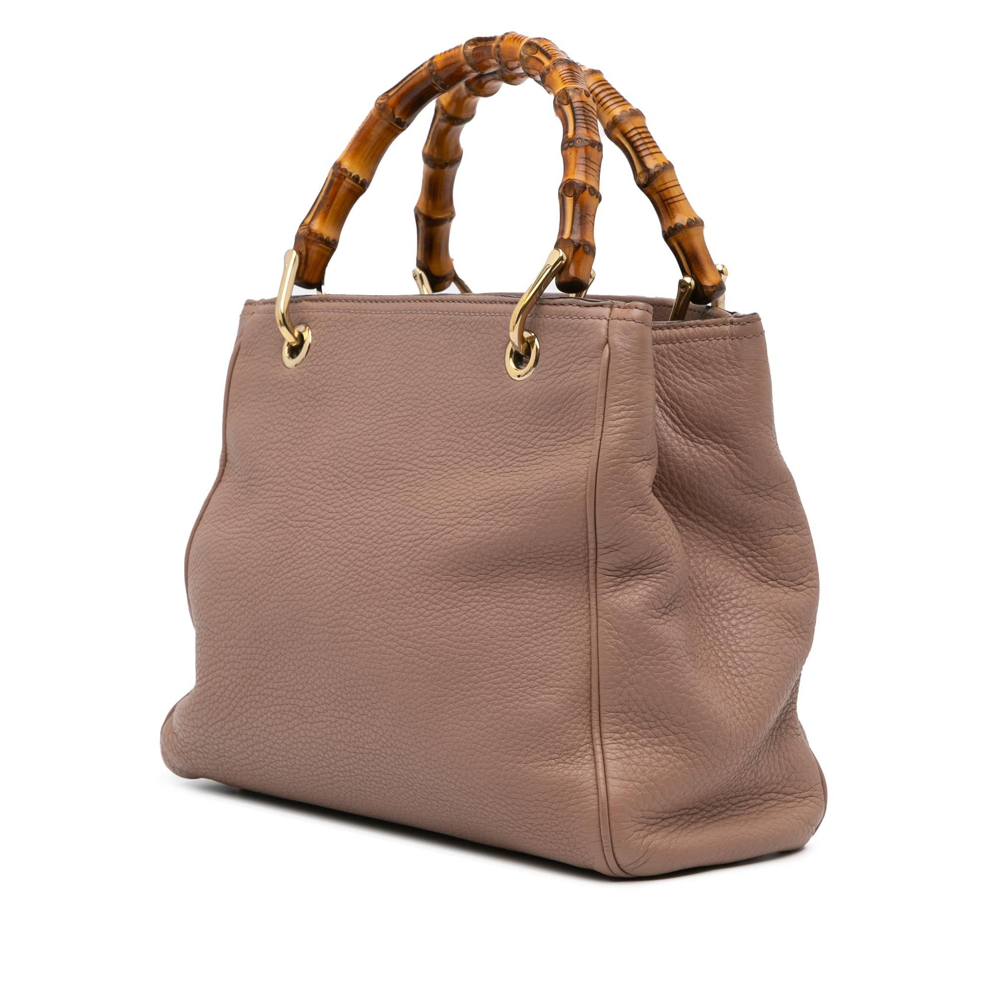 Gucci Bamboo Shopper Calf Calfskin Pink Small Satchel Bag Satchel 14